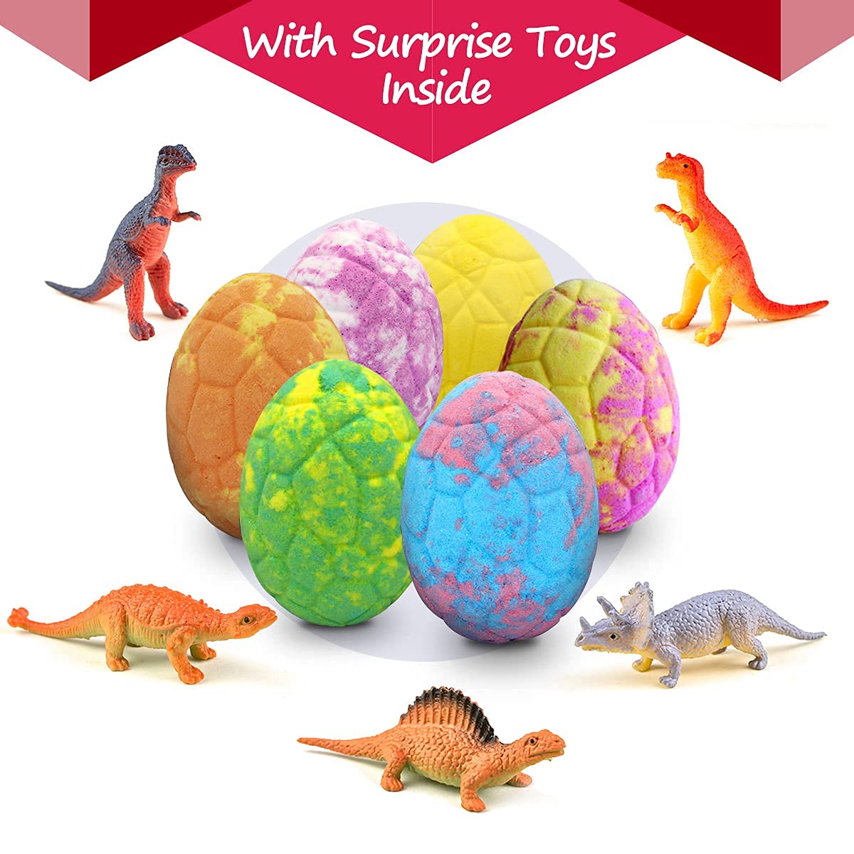Lisotera Easter Bath Bombs for Kids with Surprise Toys Inside – 12pc Dino Egg Gift Set