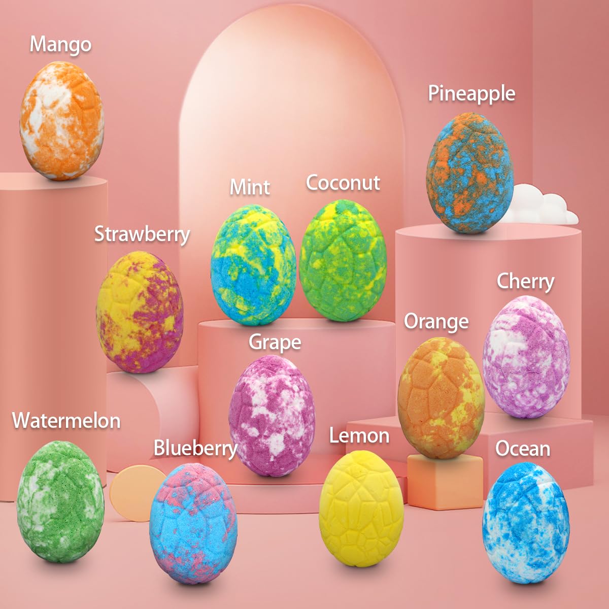 Lisotera Easter Bath Bombs for Kids with Surprise Toys Inside – 12pc Dino Egg Gift Set