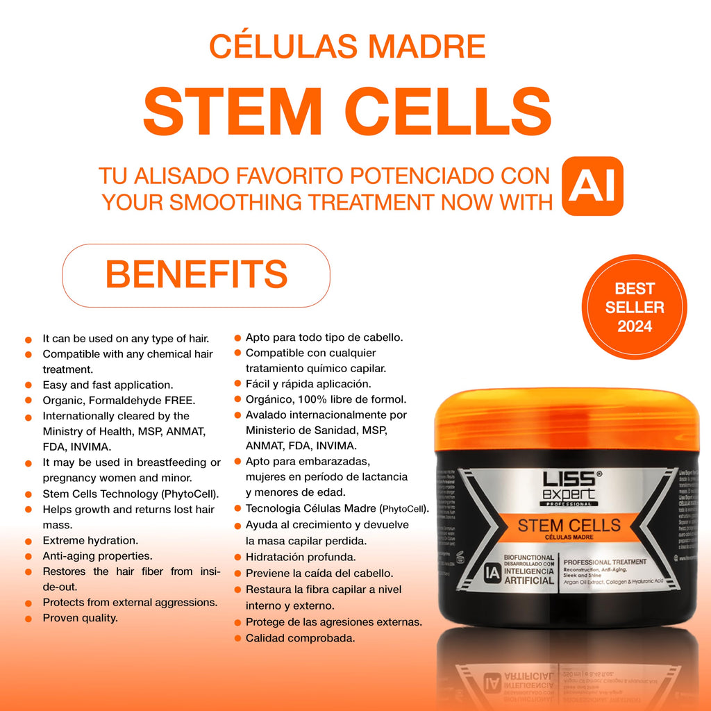 Liss Expert Hair Treatment Set – Stem Cells Express 8.45 oz + Divine Oil 1.69 oz | Organic Smoothing Treatment