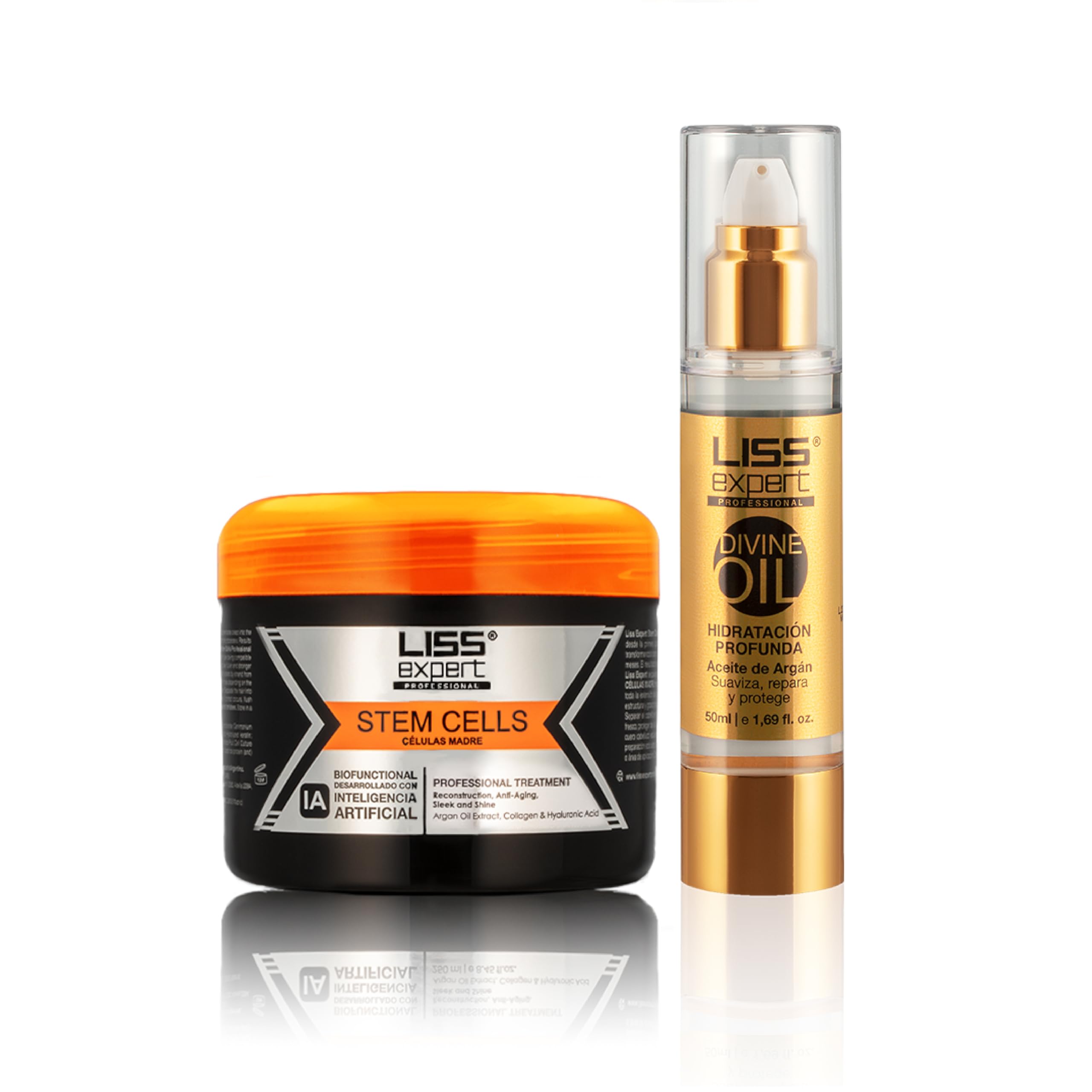 Liss Expert Hair Treatment Set – Stem Cells Express 8.45 oz + Divine Oil 1.69 oz | Organic Smoothing Treatment