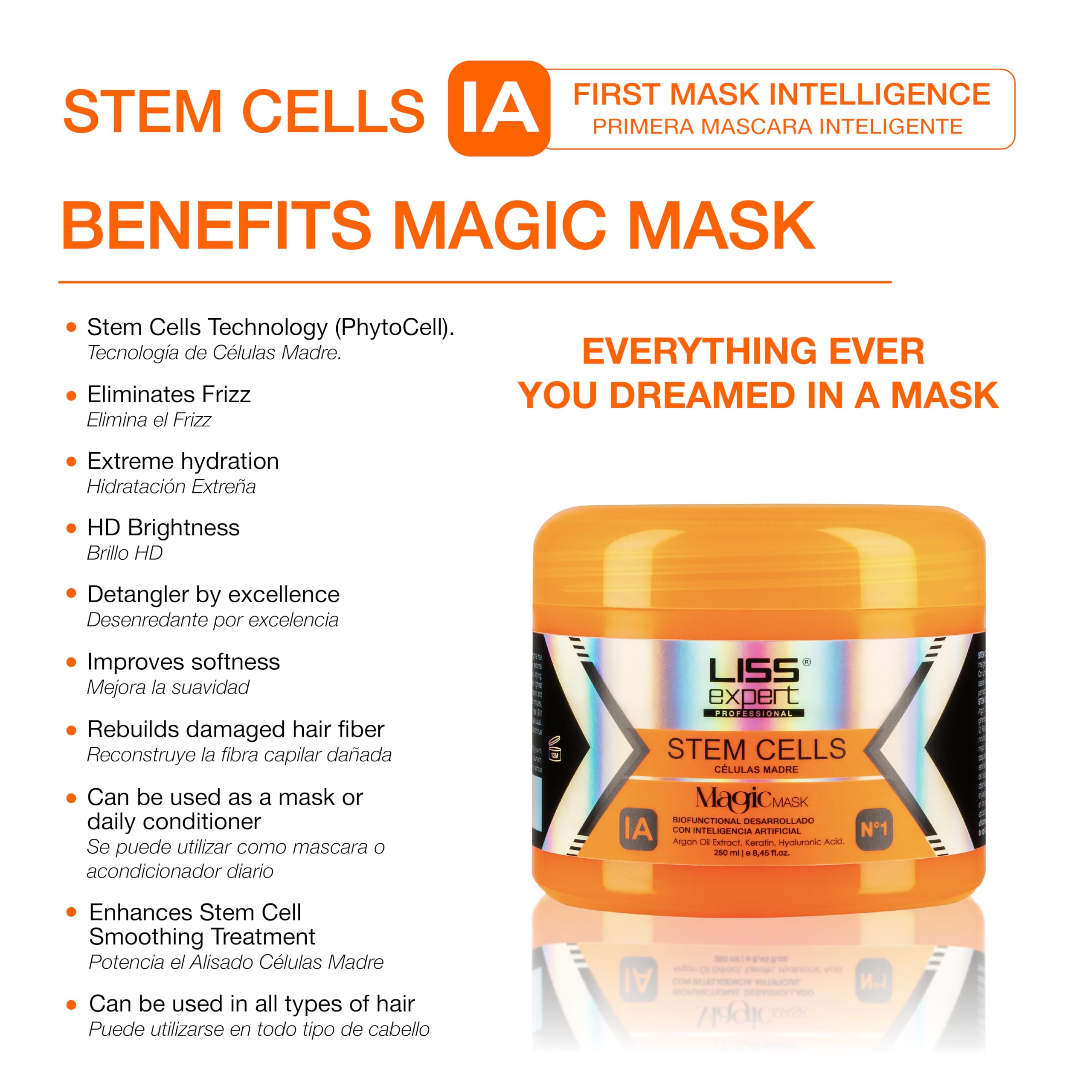 Liss Expert Professional Stem Cells Hair Organic Smoothing Treatment – Post Treatments Package 8 (Magic AI Mask)