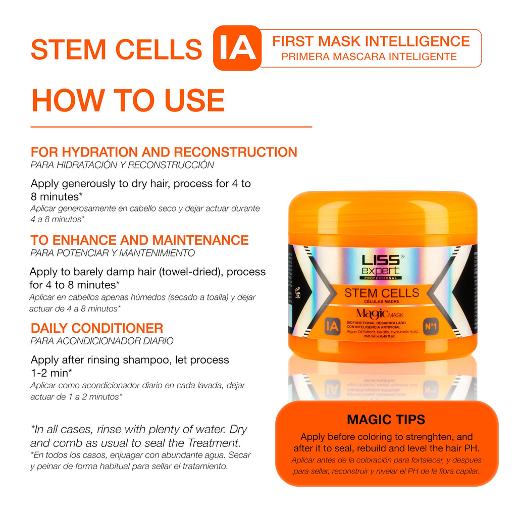Liss Expert Professional Stem Cells Hair Organic Smoothing Treatment – Post Treatments Package 8 (Magic AI Mask)