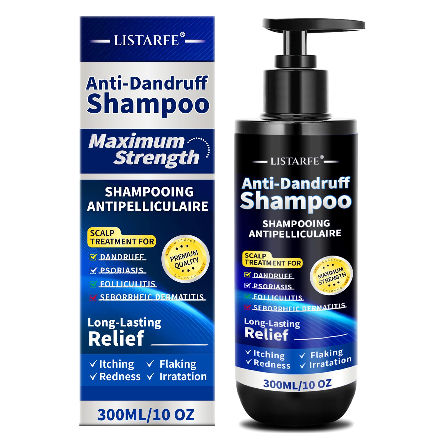 Listarfe Dandruff Shampoo – Anti-Fungal Scalp Care for Dandruff, Psoriasis & Dermatitis 300ML
