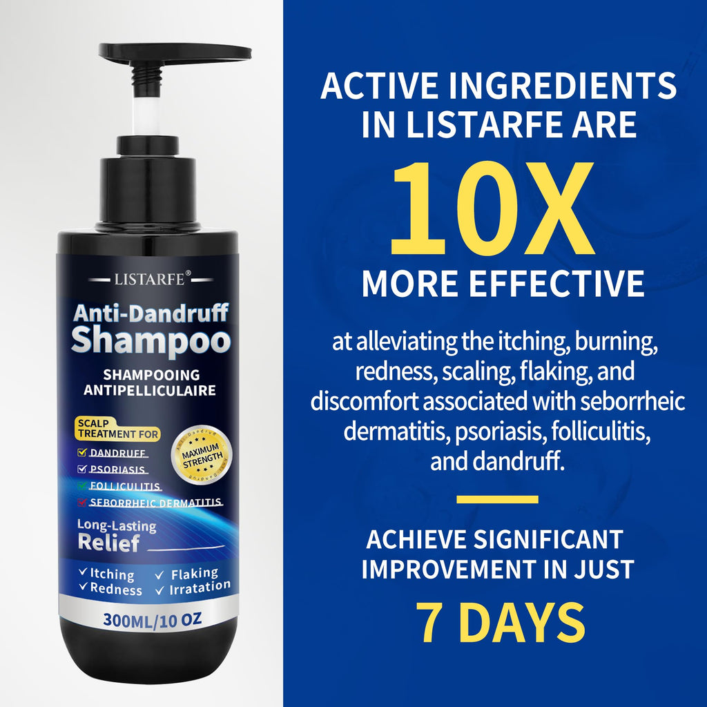 Listarfe Dandruff Shampoo – Anti-Fungal Scalp Care for Dandruff, Psoriasis & Dermatitis 300ML