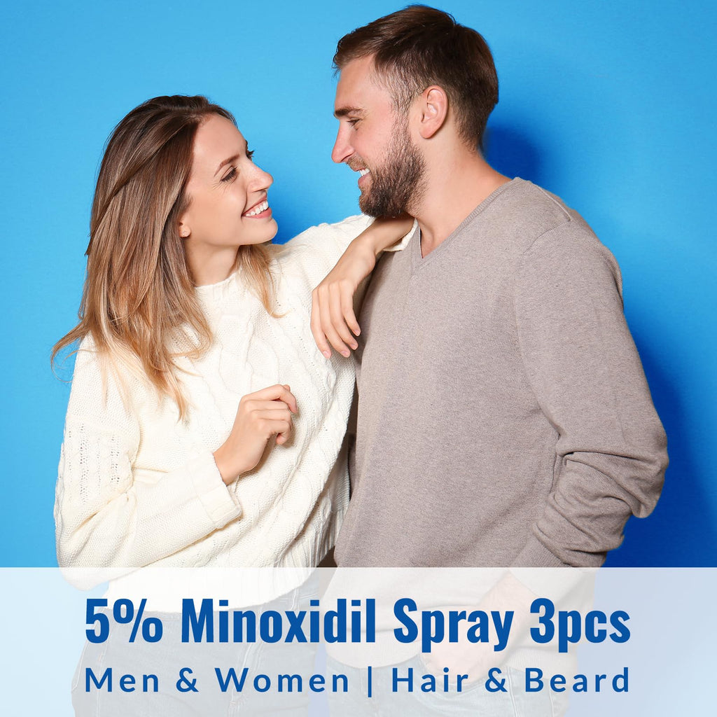Listarfe 5% Minoxidil Spray – 3-Pack for Men & Women Hair & Beard Growth