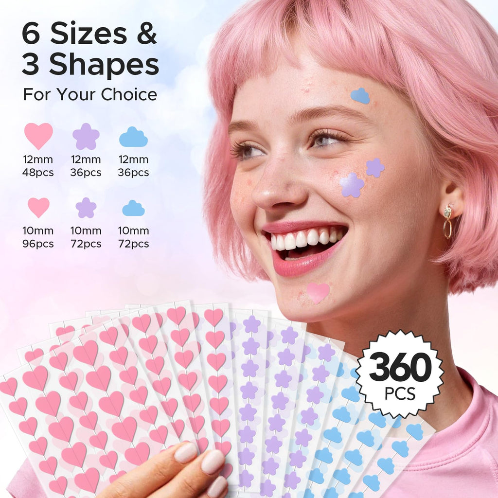 LitBear Acne Pimple Patch – 360 Dots, 3 Shapes, Salicylic Acid, Tea Tree & Calendula