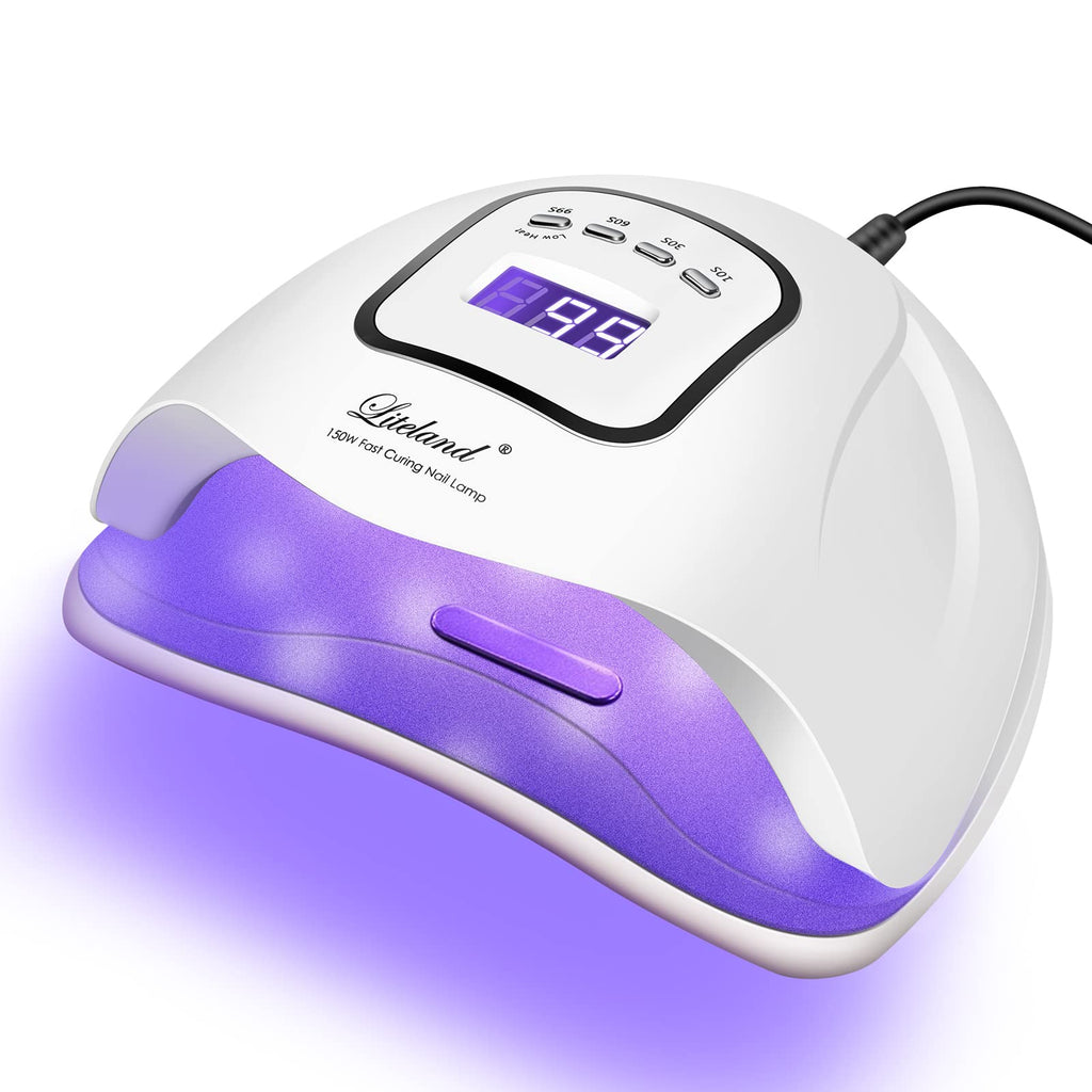 Liteland UV Gel Nail Lamp 150W – 4-Timer LED Nail Dryer for Gel Polish & Toes