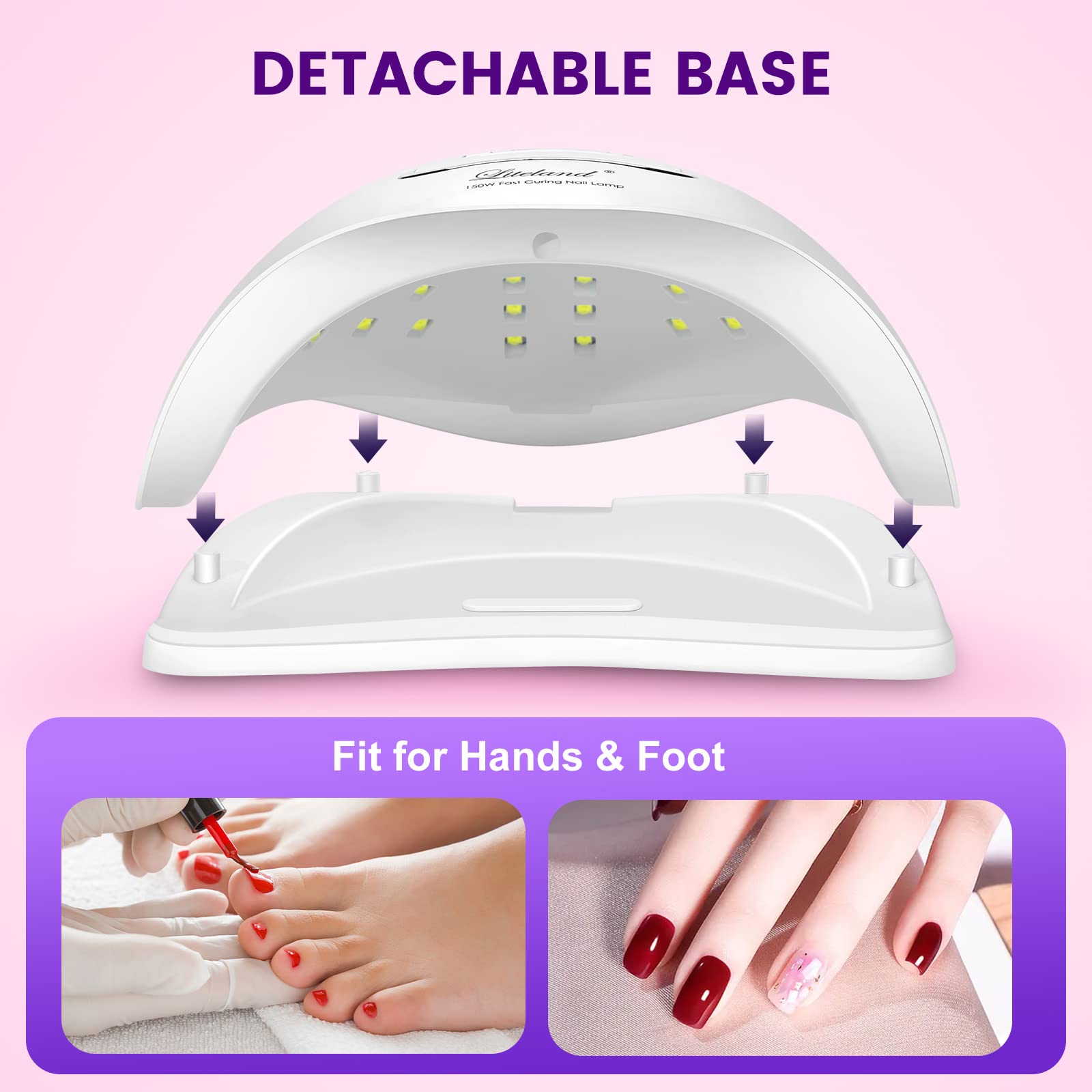 Liteland UV Gel Nail Lamp 150W – 4-Timer LED Nail Dryer for Gel Polish & Toes