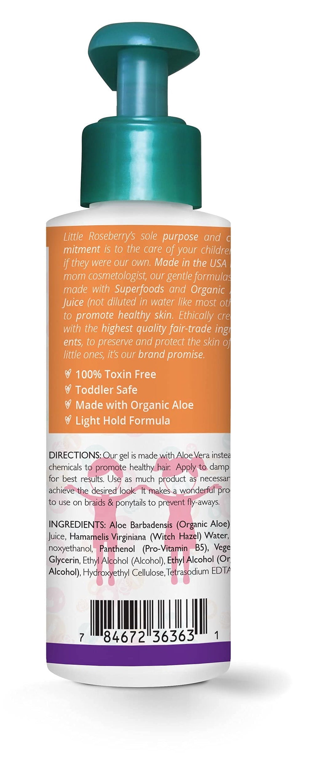Little Roseberry Hair Gel for Kids – Light Hold, Chemical Free, Aloe Vera & Vitamins – Made in USA