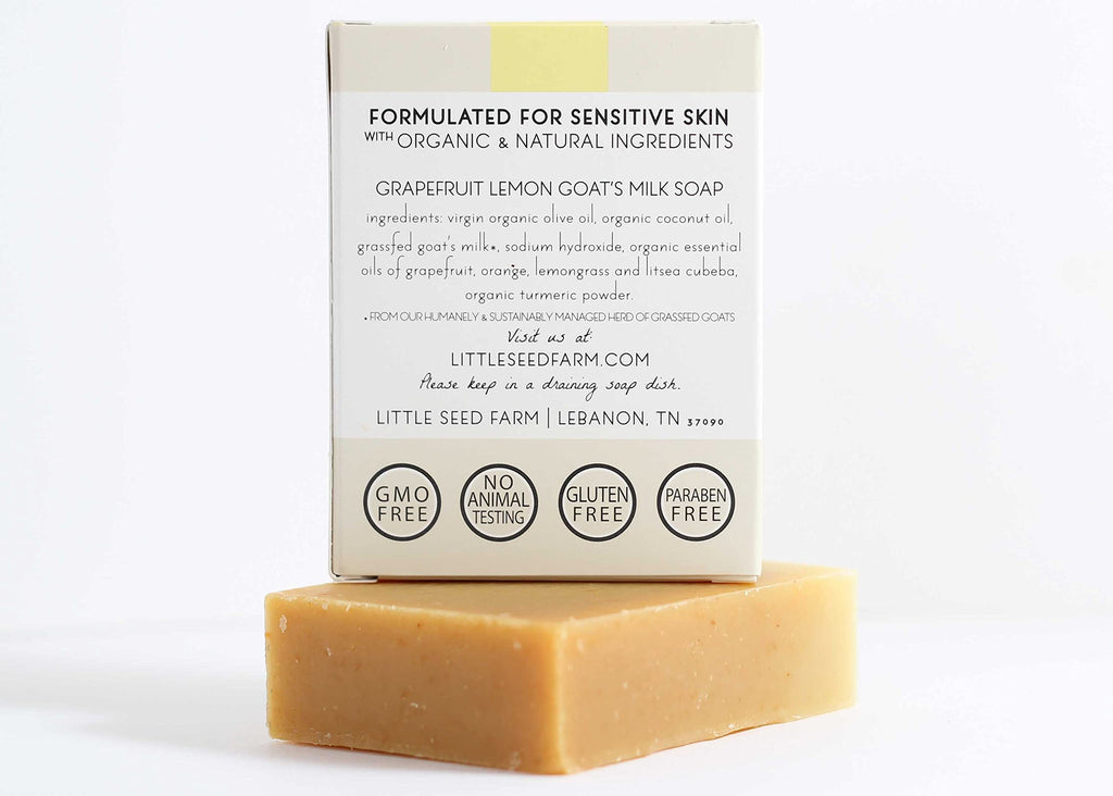 Little Seed Farm Organic Goat Milk Soap – Grapefruit Lemon Turmeric, 3-Pack – Natural, Handmade & Cruelty-Free