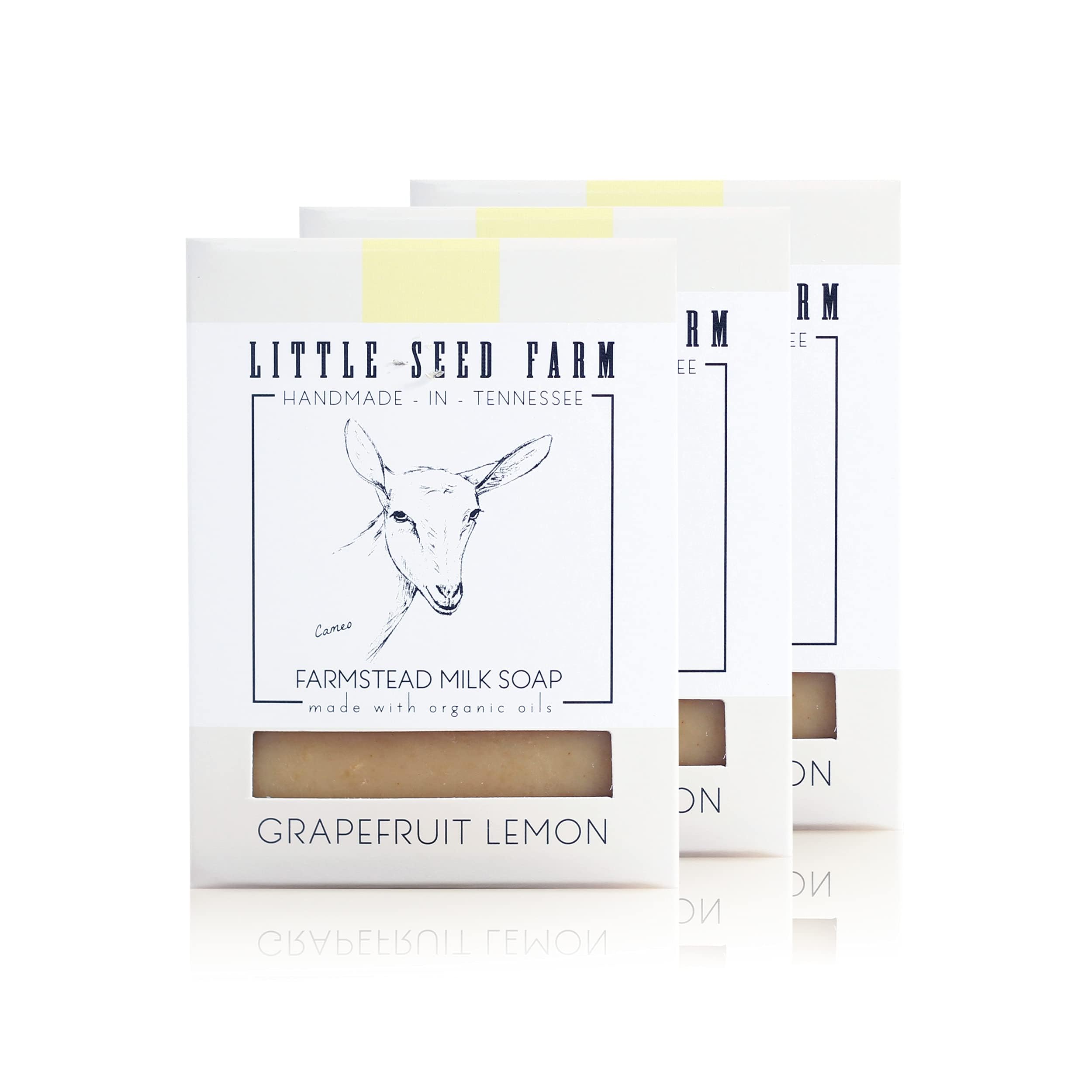 Little Seed Farm Organic Goat Milk Soap – Grapefruit Lemon Turmeric, 3-Pack – Natural, Handmade & Cruelty-Free