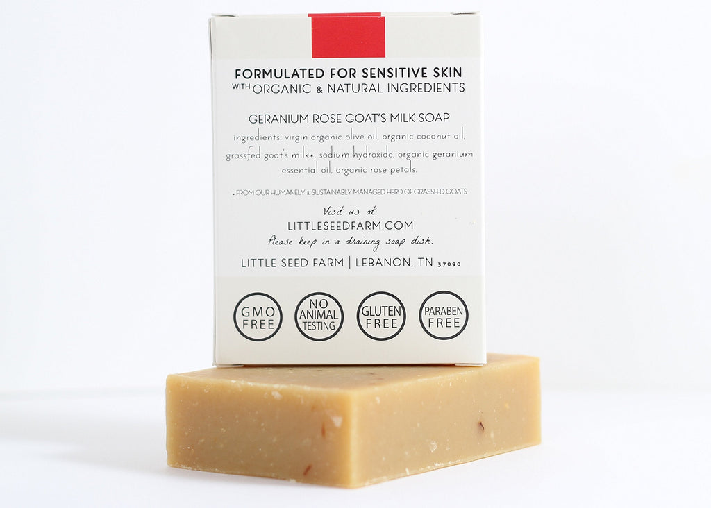 Little Seed Farm Organic Goat Milk Soap – 3-Pack Geranium Rose Bars | Cruelty Free & Handmade