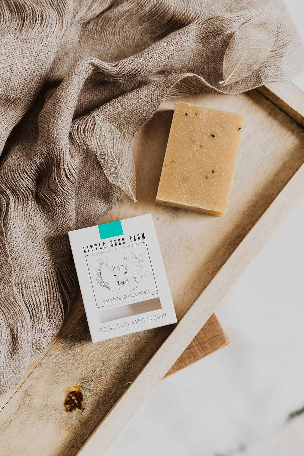 Little Seed Farm Organic Goat Milk Soap – Rosemary Mint Exfoliating Bars (3 Pack) – Natural, Cruelty-Free