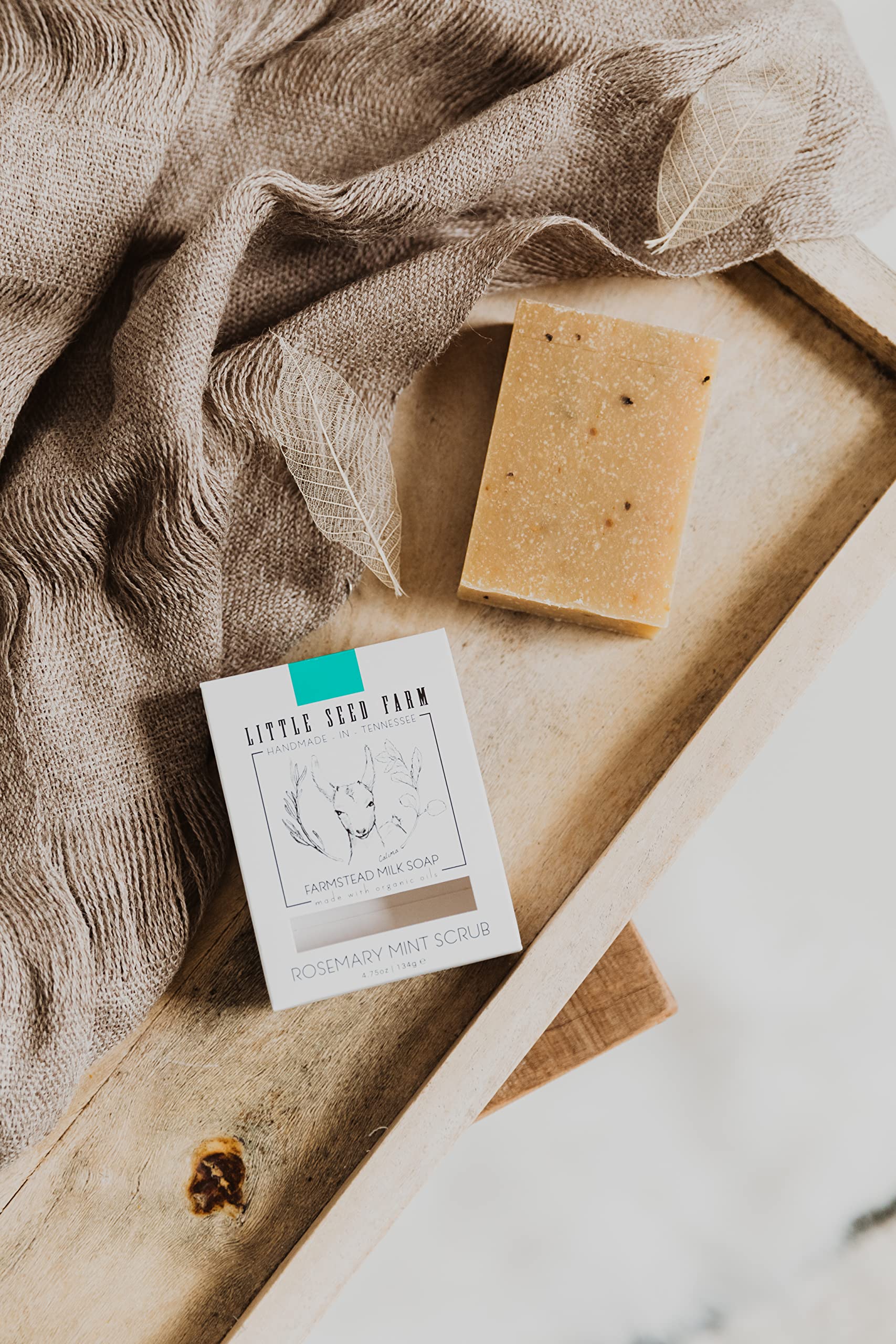 Little Seed Farm Organic Goat Milk Soap – Rosemary Mint Exfoliating Bars (3 Pack) – Natural, Cruelty-Free
