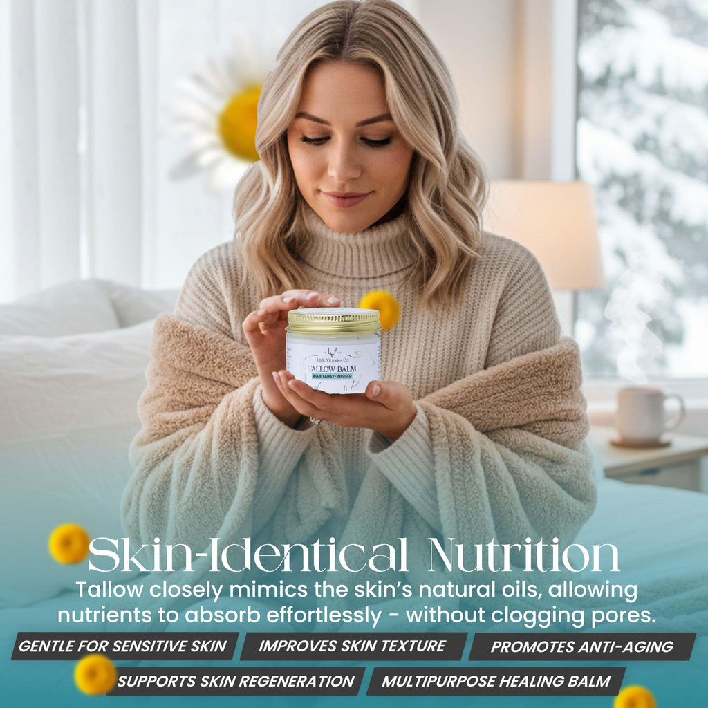 Little Victories Co. 2.0 fl oz Beef Tallow Honey Balm with Blue Tansy – All‑Over Skin Moisturizer