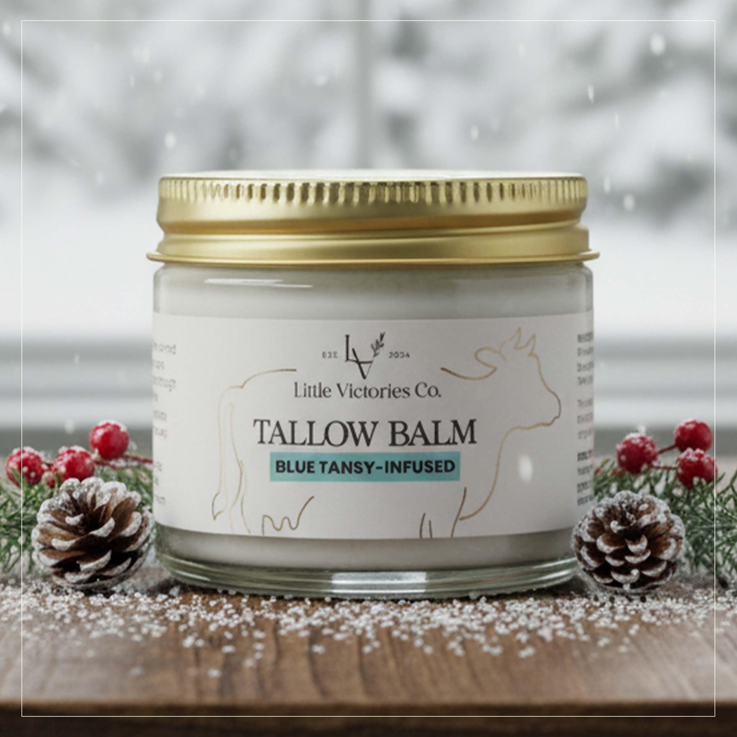 Little Victories Co. 2.0 fl oz Beef Tallow Honey Balm with Blue Tansy – All‑Over Skin Moisturizer