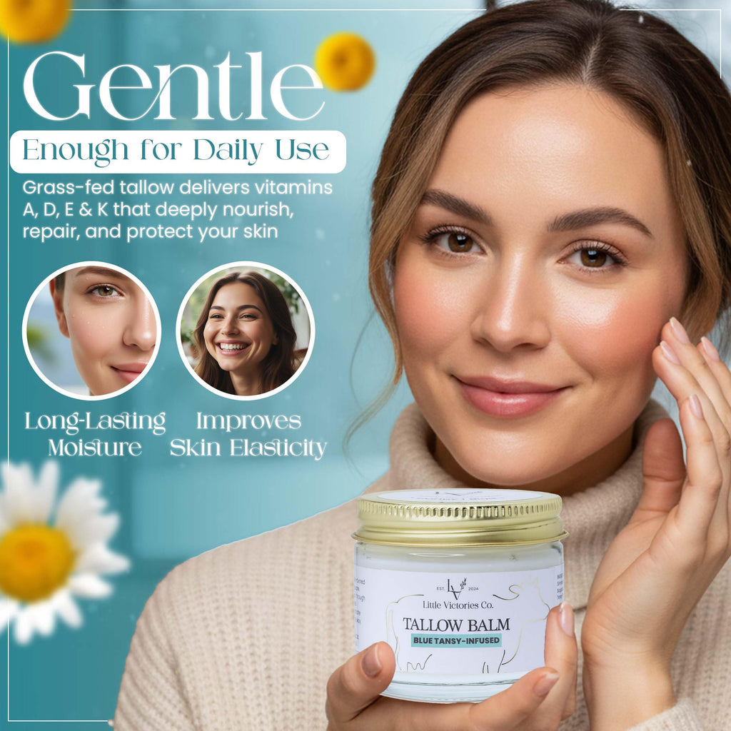 Little Victories Co. 2.0 fl oz Beef Tallow Honey Balm with Blue Tansy – All‑Over Skin Moisturizer