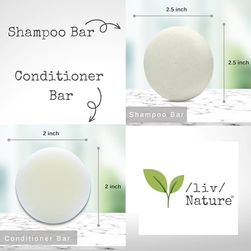 /liv/ Nature Shampoo Bar & Conditioner Set with Travel Case | Moisture & Volume for Dry Hair | Orange, Ylang Ylang, Argan Oil | Made in USA | 2-Piece
