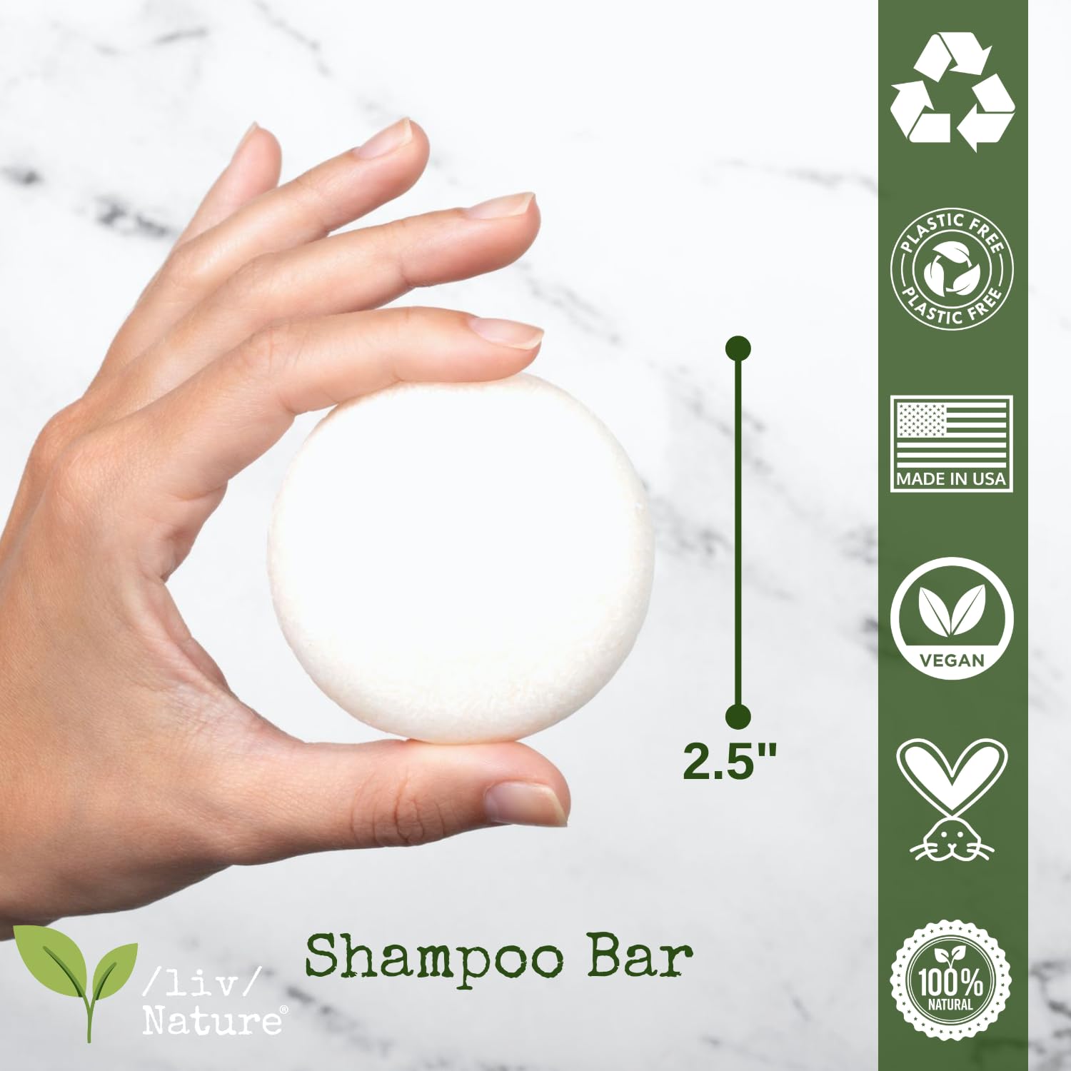 Liv Nature Shampoo Bar | Growth & Volume for Thin Hair | Rosemary, Biotin & Castor Oil | Handmade in USA
