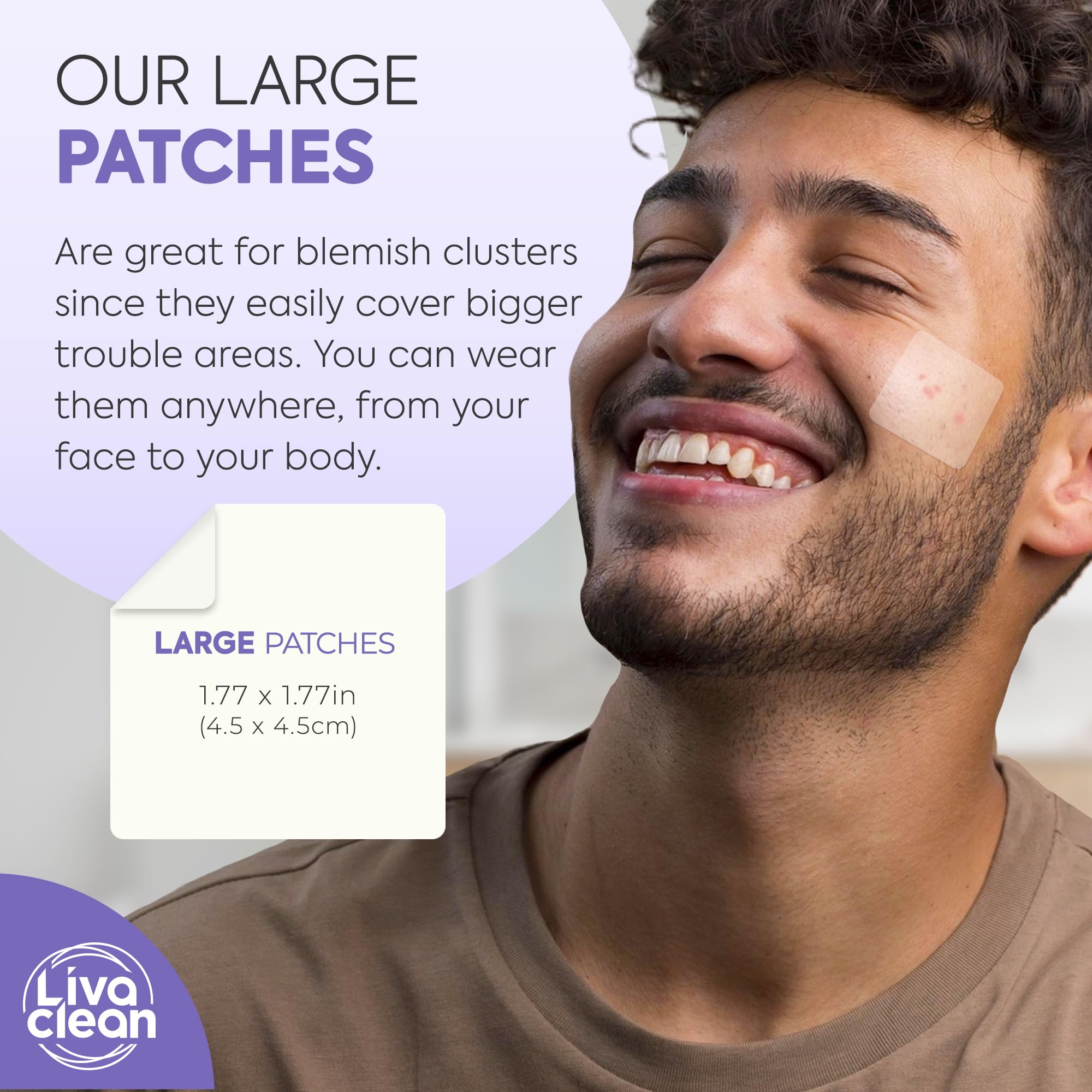 LivaClean 20CT Large Hydrocolloid Acne Patches – XL Pimple Patches for Nose & Face