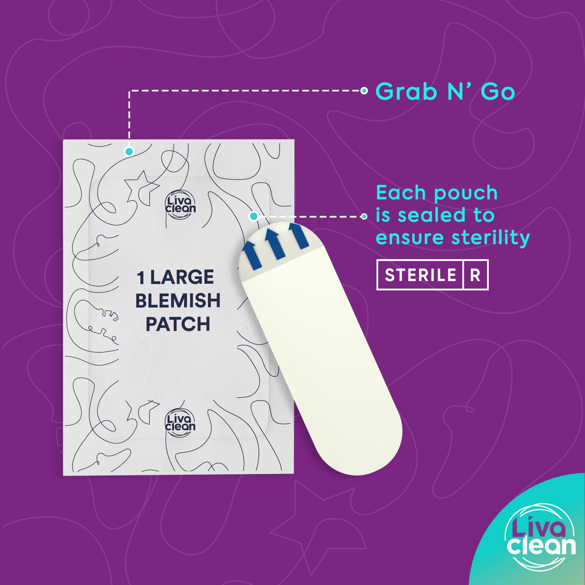 LivaClean Large Hydrocolloid Acne Patches – 20 Patches per Pack, Pack of 2