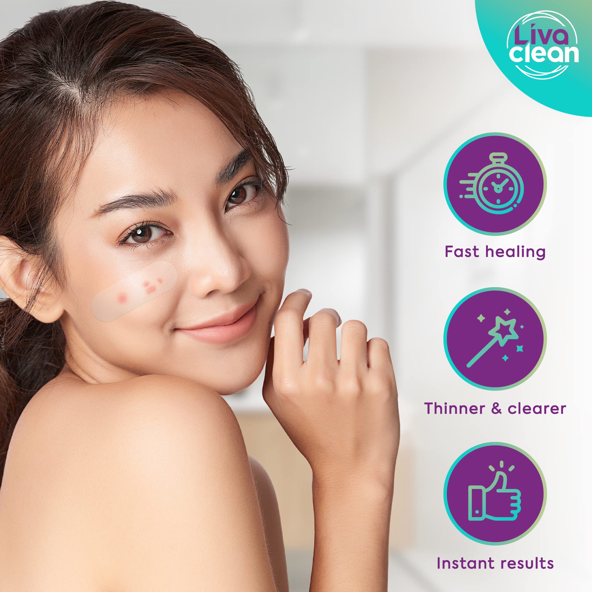 LivaClean Large Hydrocolloid Acne Patches – 20 Patches per Pack, Pack of 2