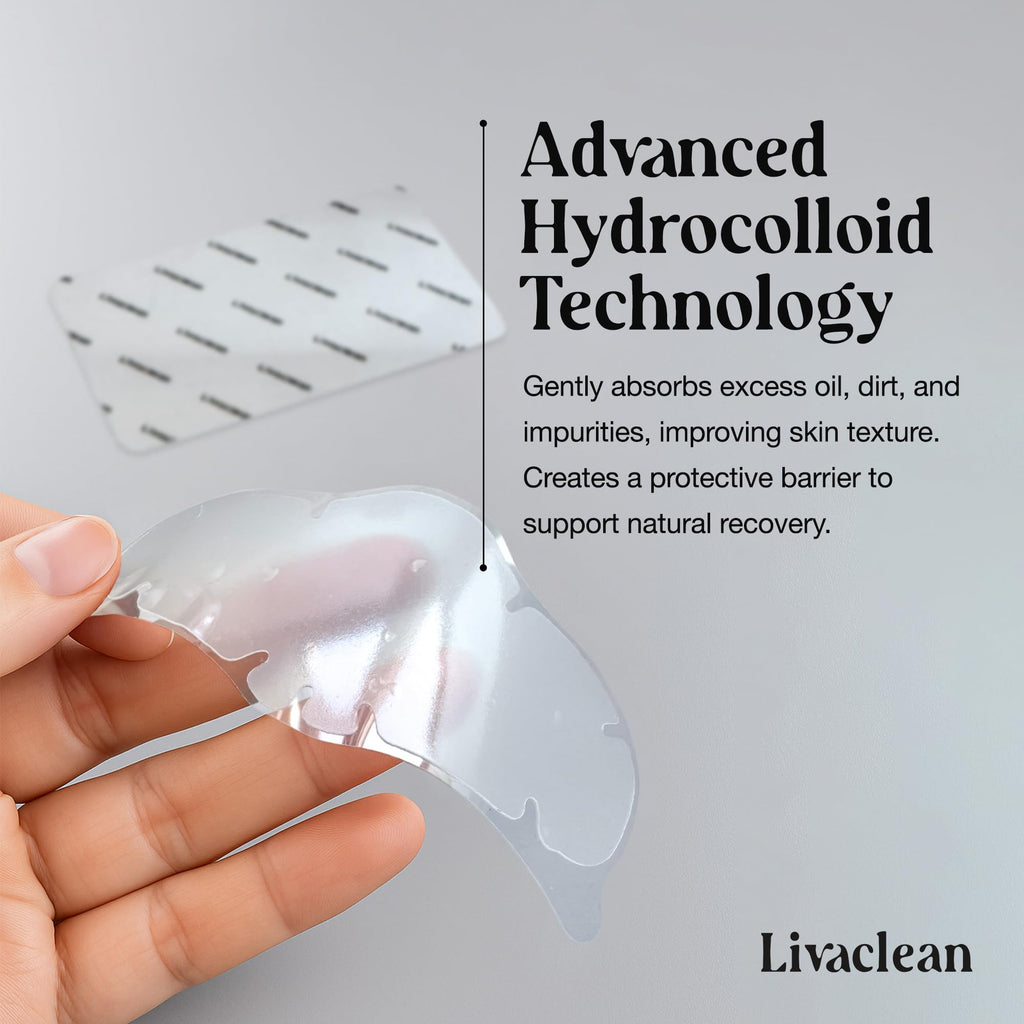 LivaClean 20-Count Nose Pore Strips | Hydrocolloid Pore Patches for Pimples & Oily Skin