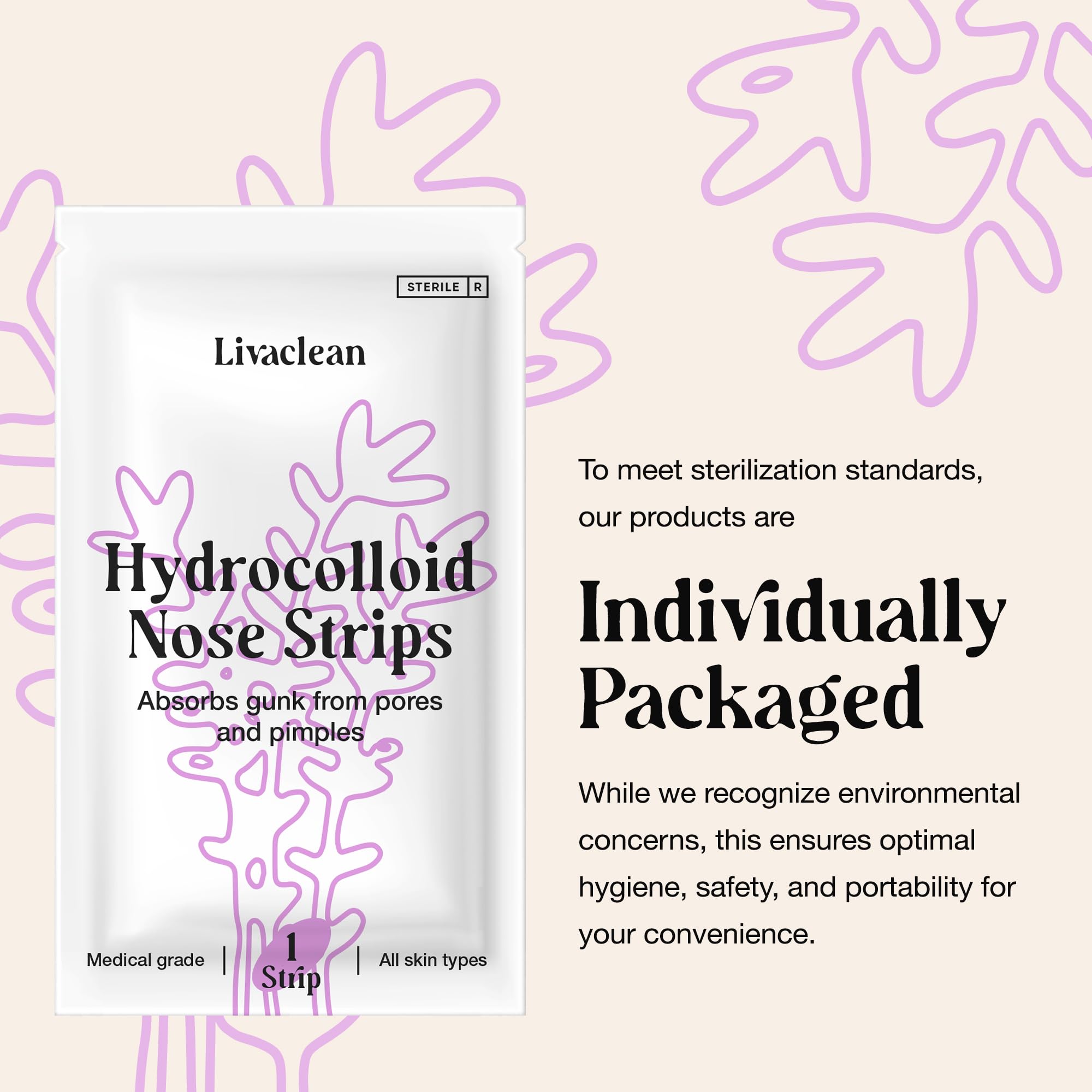 LivaClean 20-Count Nose Pore Strips | Hydrocolloid Pore Patches for Pimples & Oily Skin