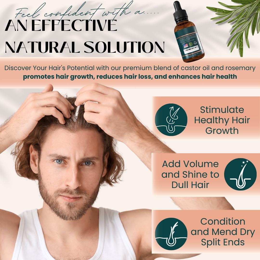 Live Fraiche Rosemary Oil for Hair Growth – 2oz with Cold-Pressed Castor Oil