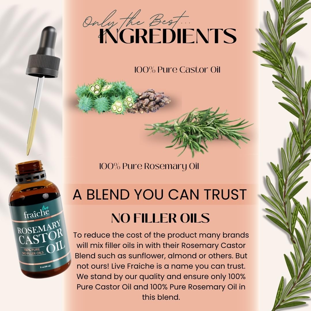 Live Fraiche Rosemary Oil for Hair Growth – 2oz with Cold-Pressed Castor Oil