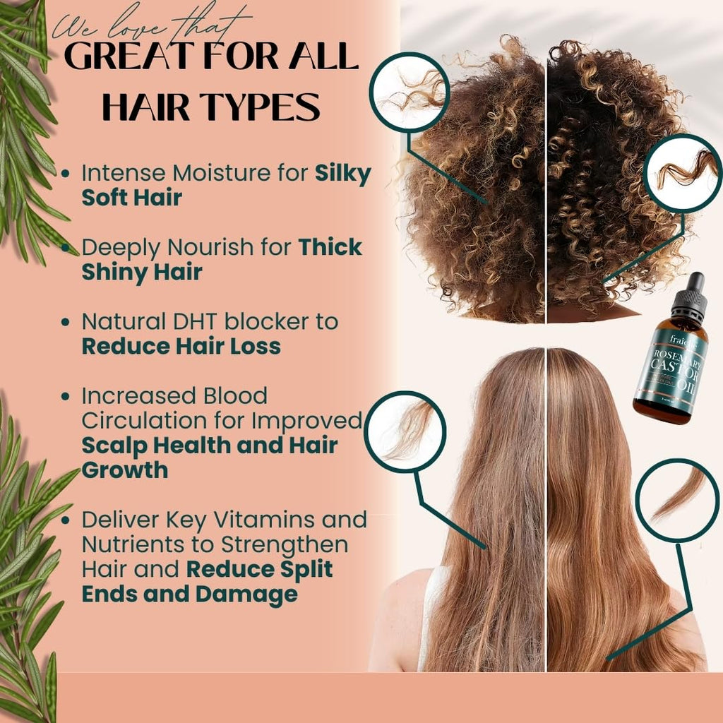 Live Fraiche Rosemary Oil for Hair Growth – 2oz with Cold-Pressed Castor Oil
