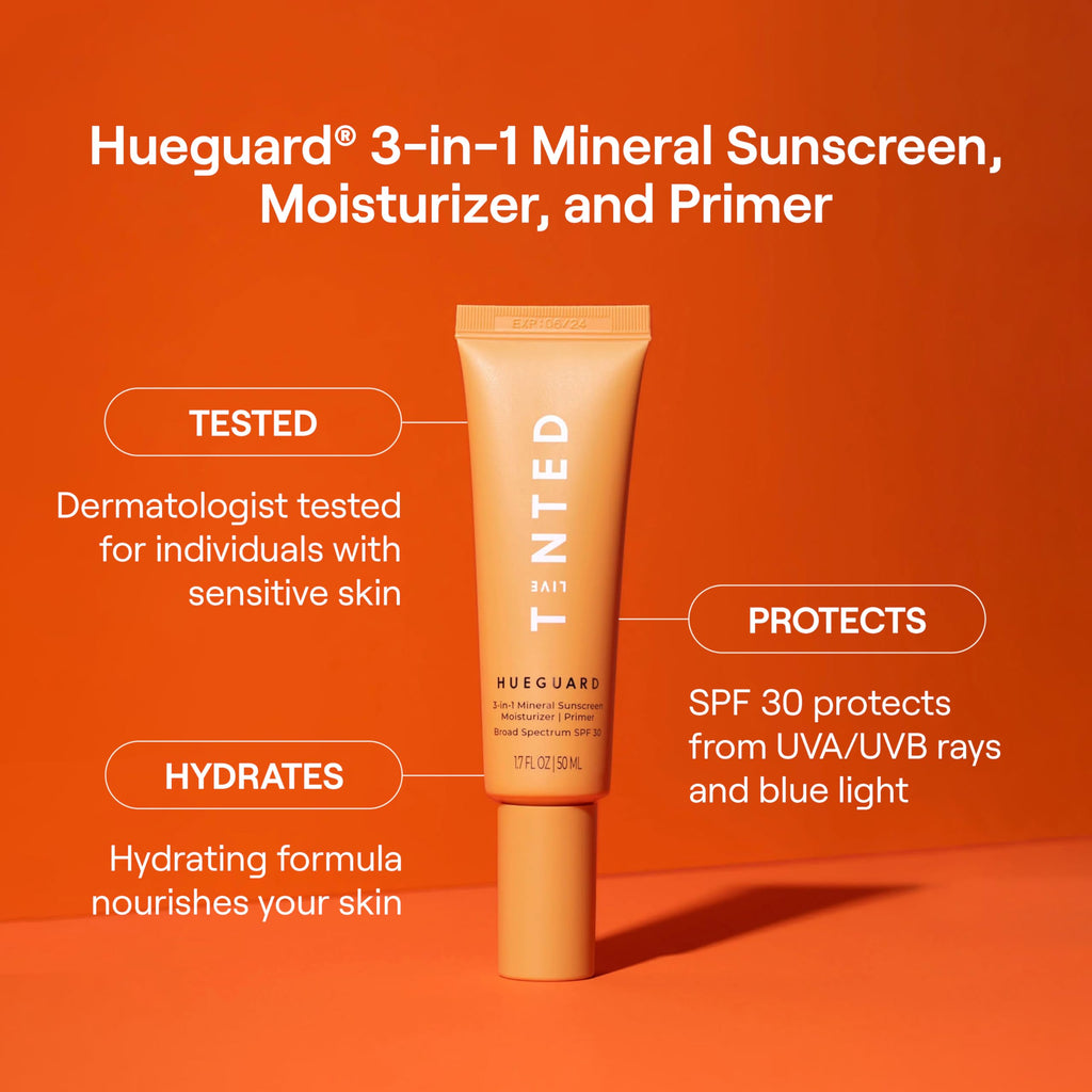 Live Tinted Hueguard 3-in-1 Mineral Sunscreen SPF 30 – Moisturizer & Primer for Face & Body, 1.7 oz