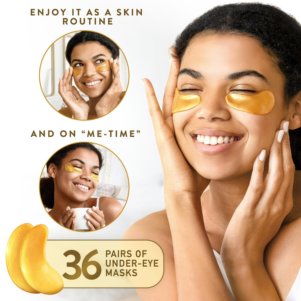 Live Wild Beauty Under Eye Patches with 24K Gold & Collagen – 72 Patches