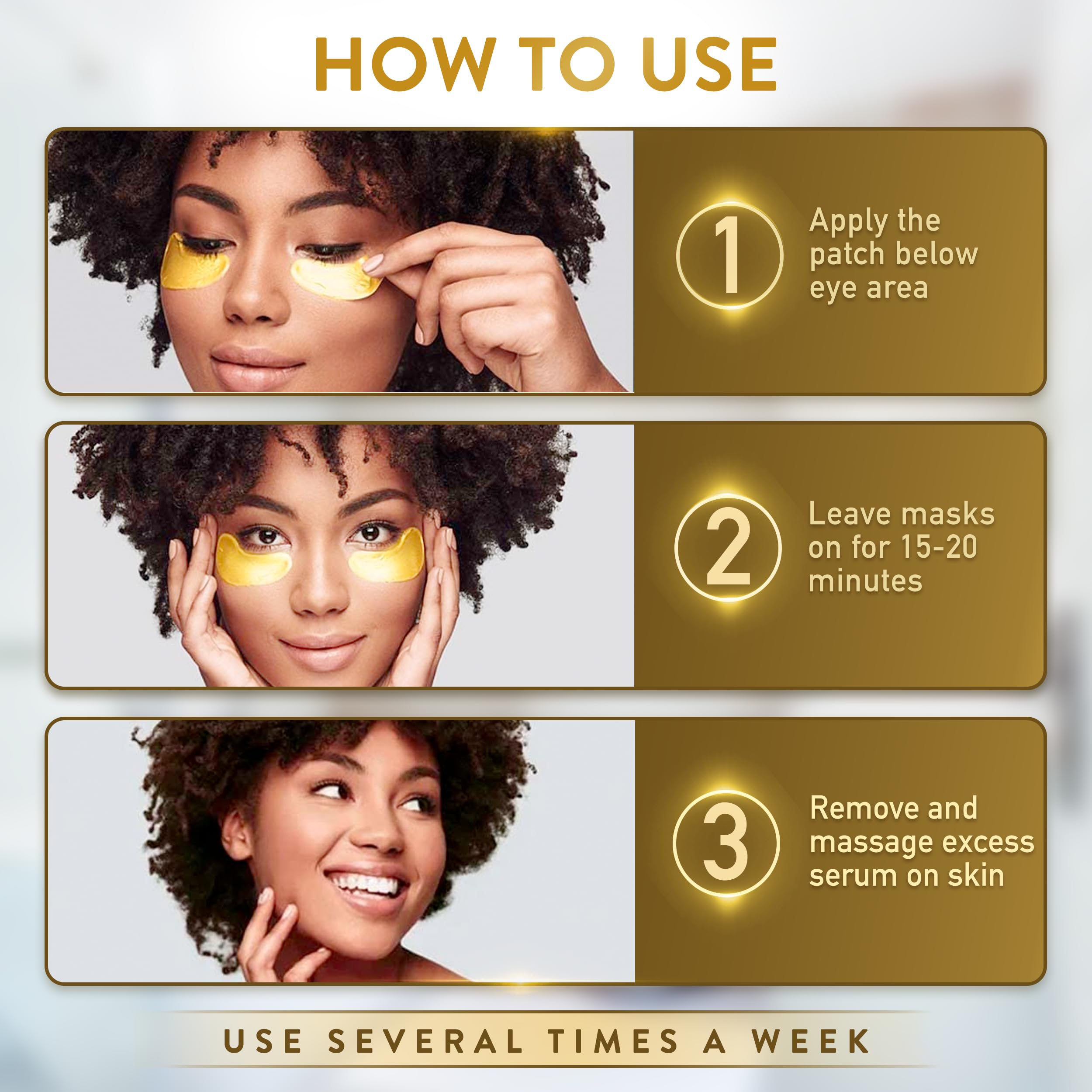 Live Wild Beauty Under Eye Patches with 24K Gold & Collagen – 72 Patches