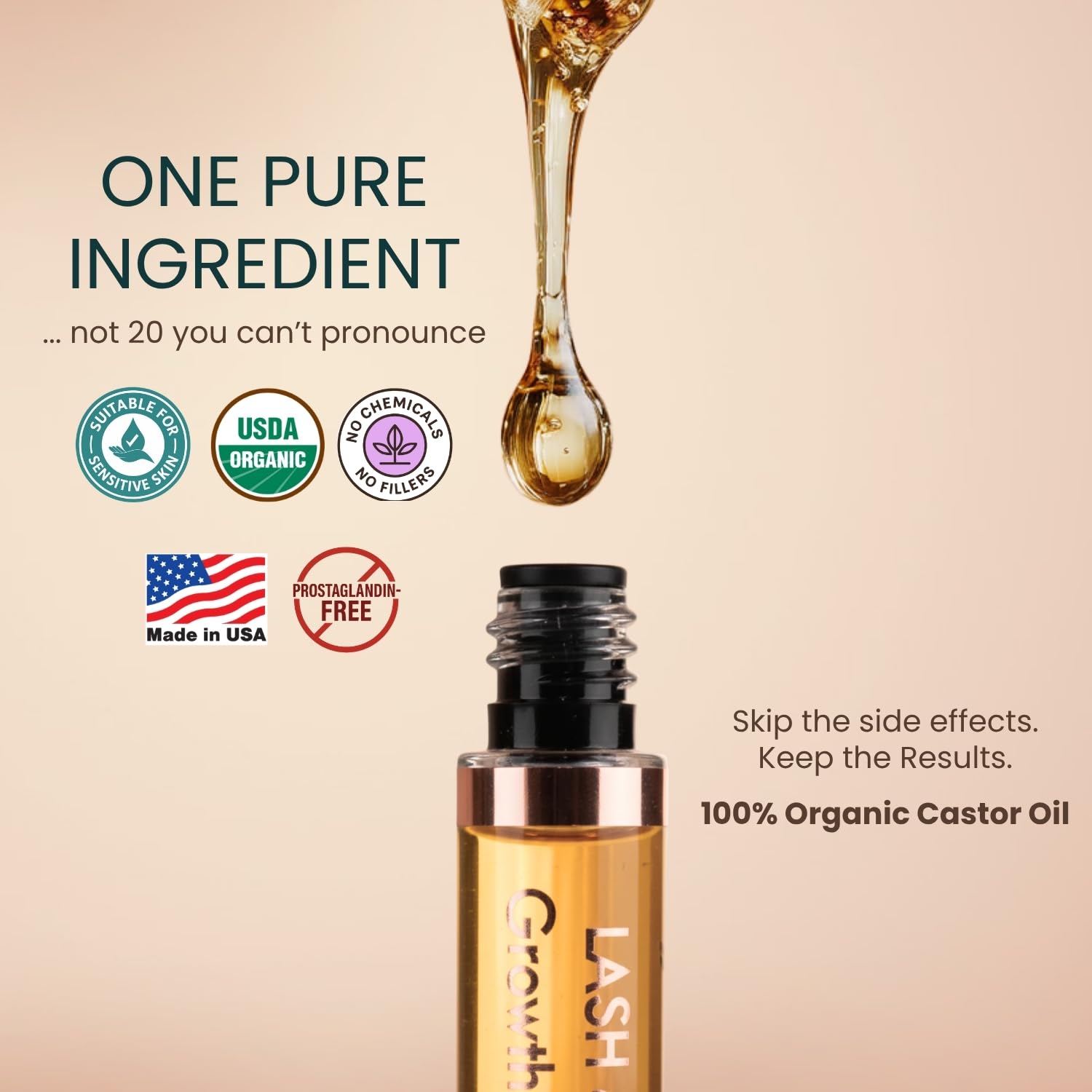 Live Fraiche USDA Organic Castor Oil Lash Serum – Natural Eyelash & Eyebrow Growth