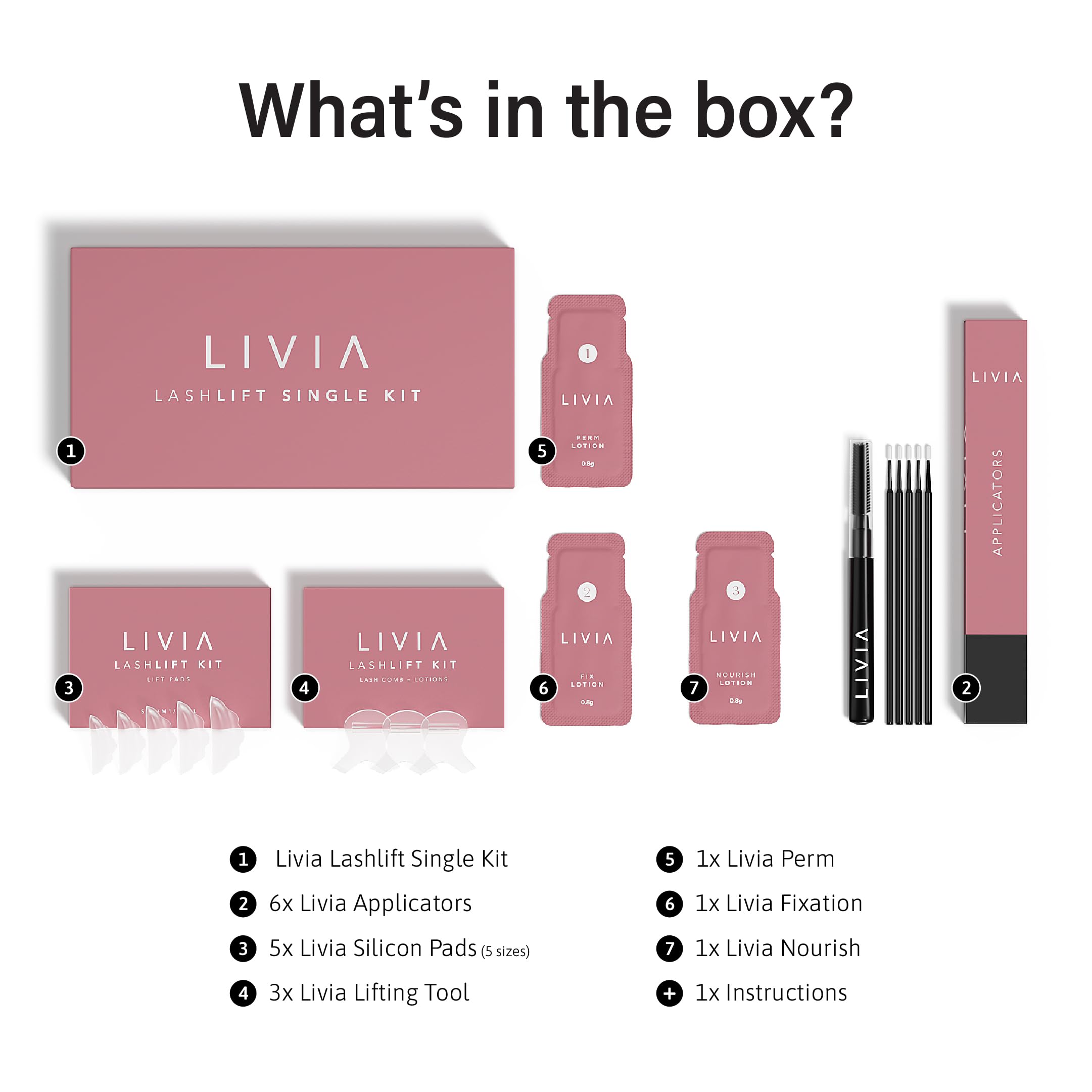 LIVIA Lash Lift Kit – Korean Formula, Salon-Quality Curls at Home, 8 Weeks, Complete DIY Perm Kit