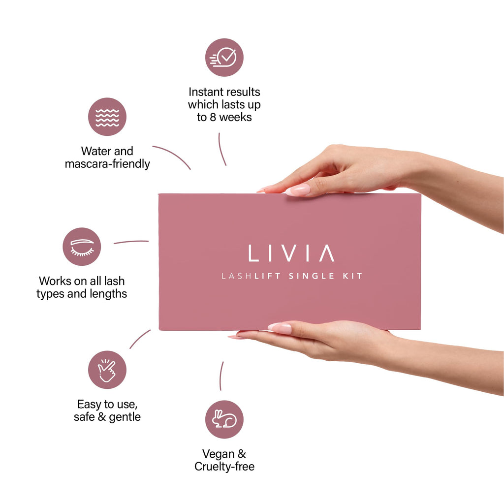 LIVIA Lash Lift Kit – Korean Formula, Salon-Quality Curls at Home, 8 Weeks, Complete DIY Perm Kit