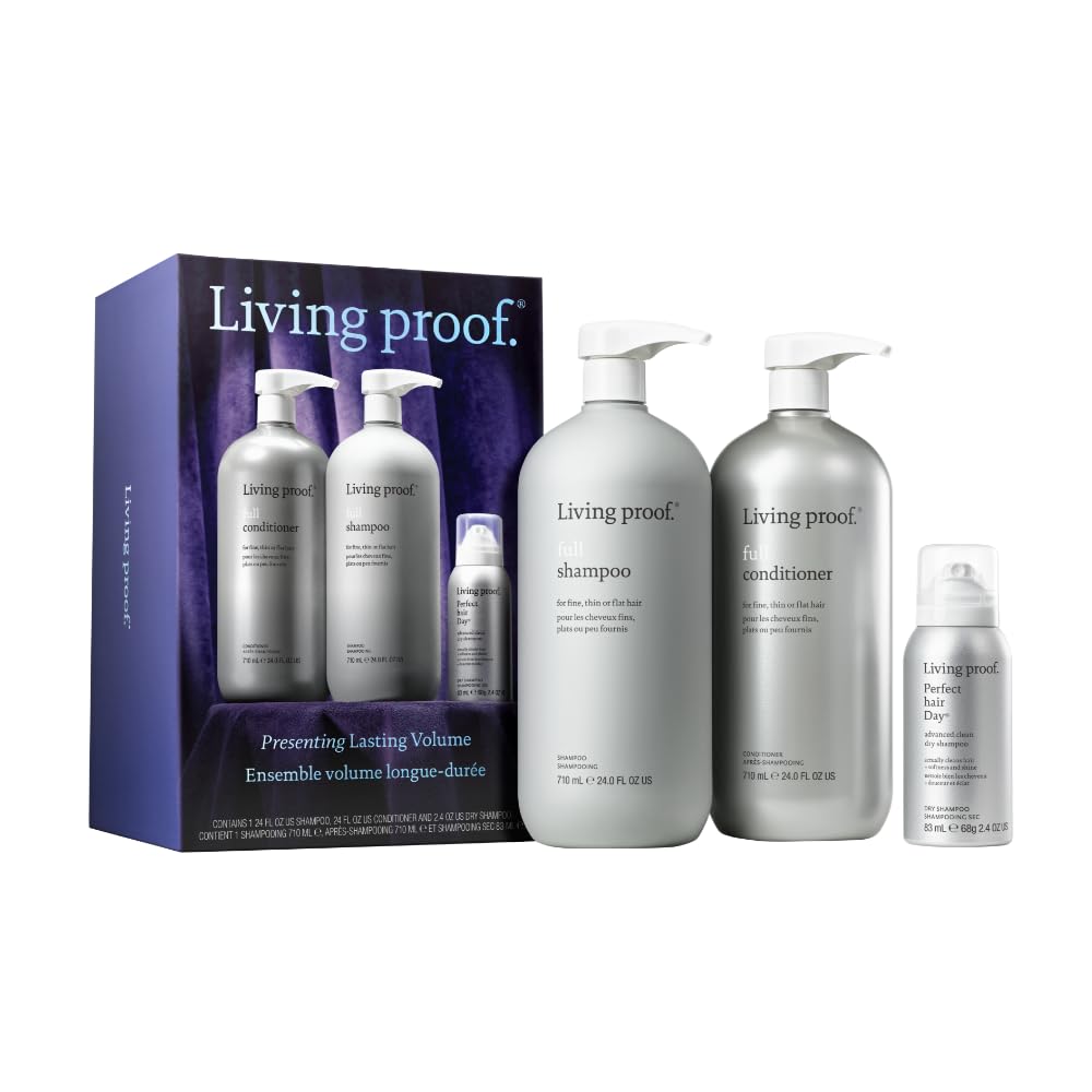 Living Proof Lasting Volume Holiday Kit: Jumbo Full Shampoo & Conditioner + Travel-Size Advanced Clean Dry Shampoo
