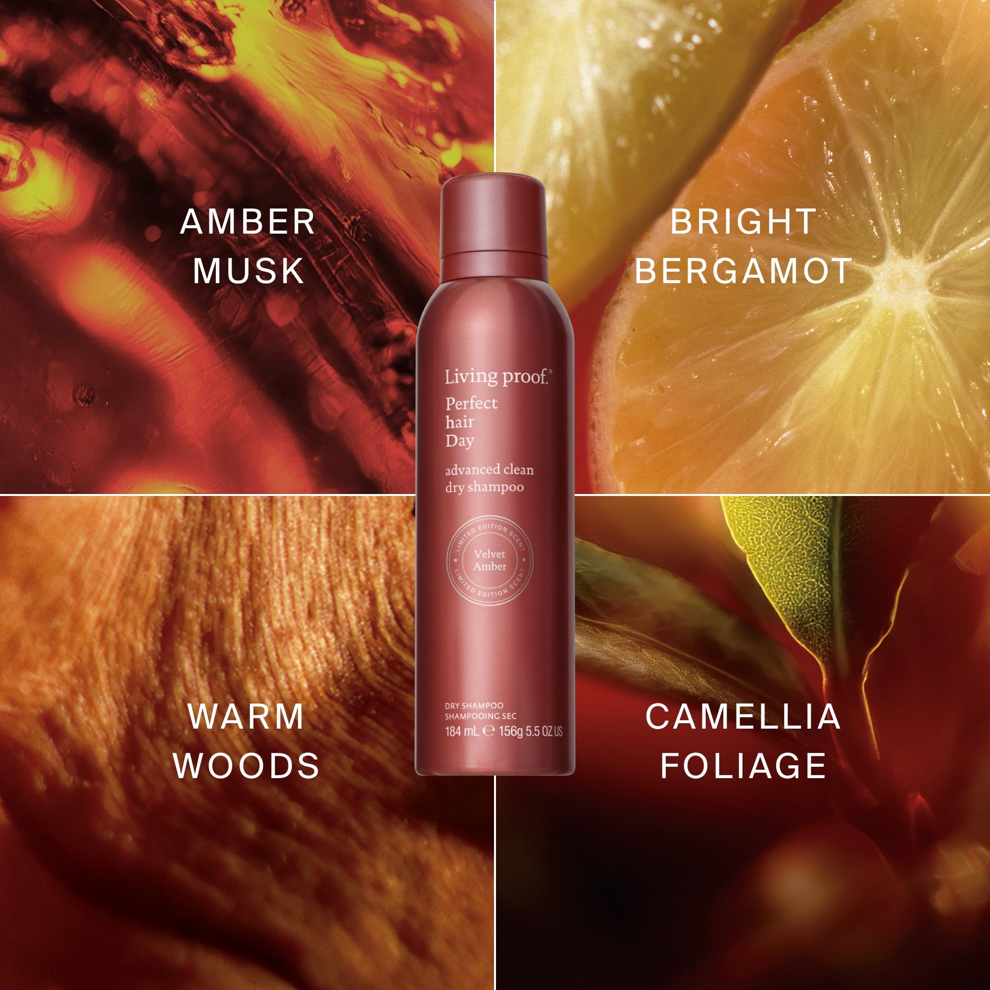 Living Proof Perfect Hair Day Advanced Clean Dry Shampoo – Velvet Amber Limited Edition, 5.5 oz