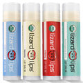 Lizard Lips USDA Organic Lip Balm Set of 4 – Vanilla, Cherry, Unflavored, Eucalyptus Mint | Travel‑Friendly Lip Care