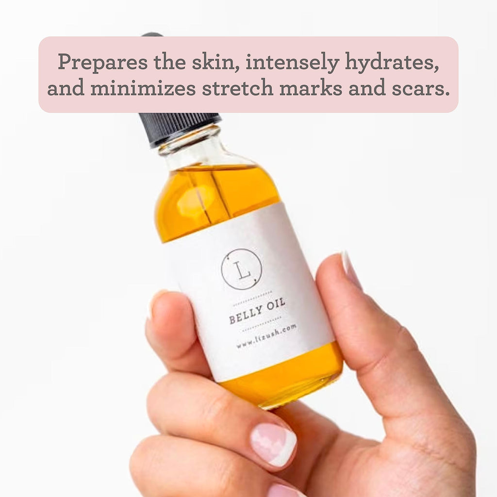 Lizush Belly Oil – 2 oz Pregnancy Stretch Mark & Body Oil | 85% Organic, Handmade in USA