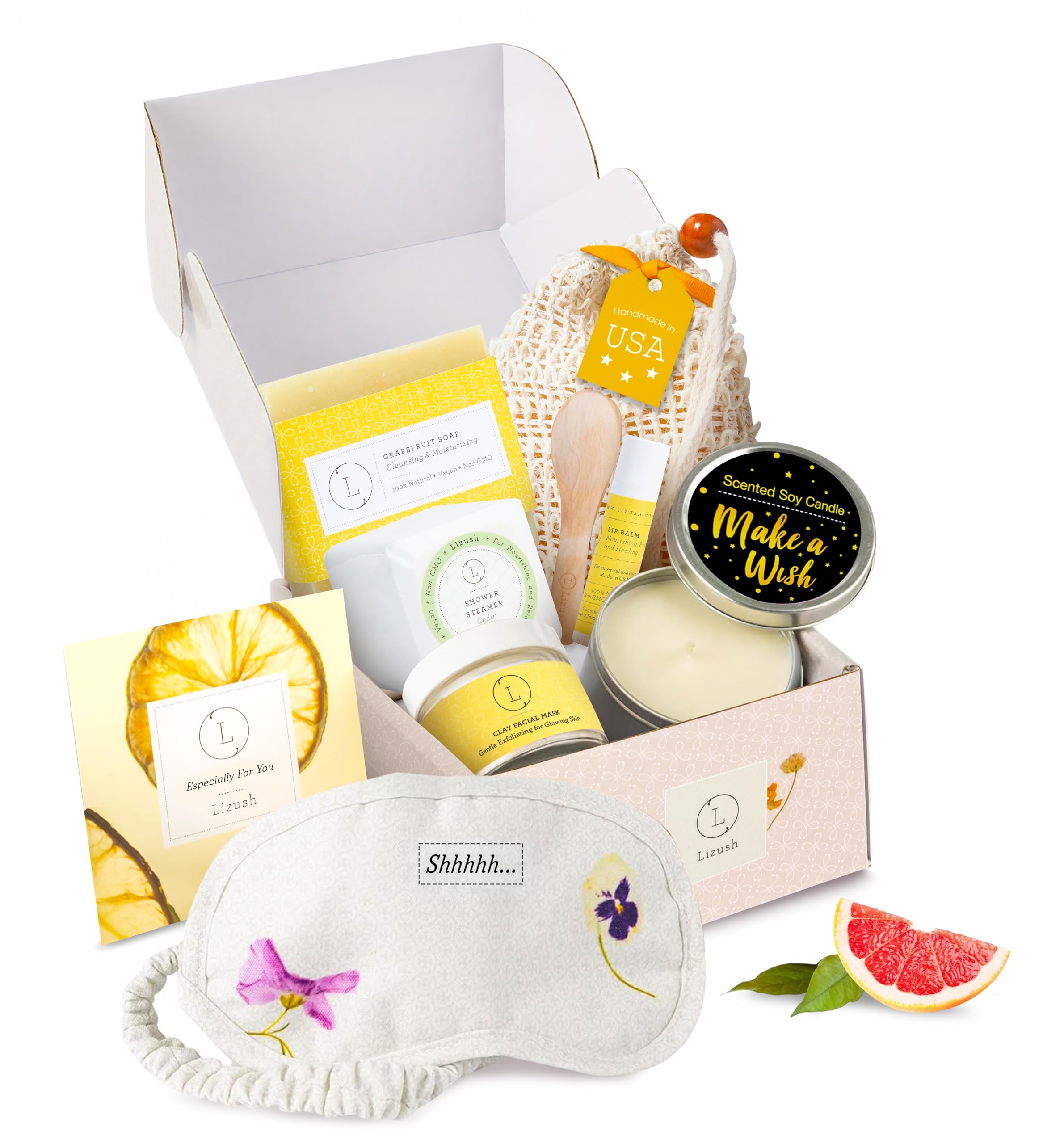 Lizush Luxury Citrus Spa Gift Set – 7-Piece Handmade Gift Box for Women (USA)