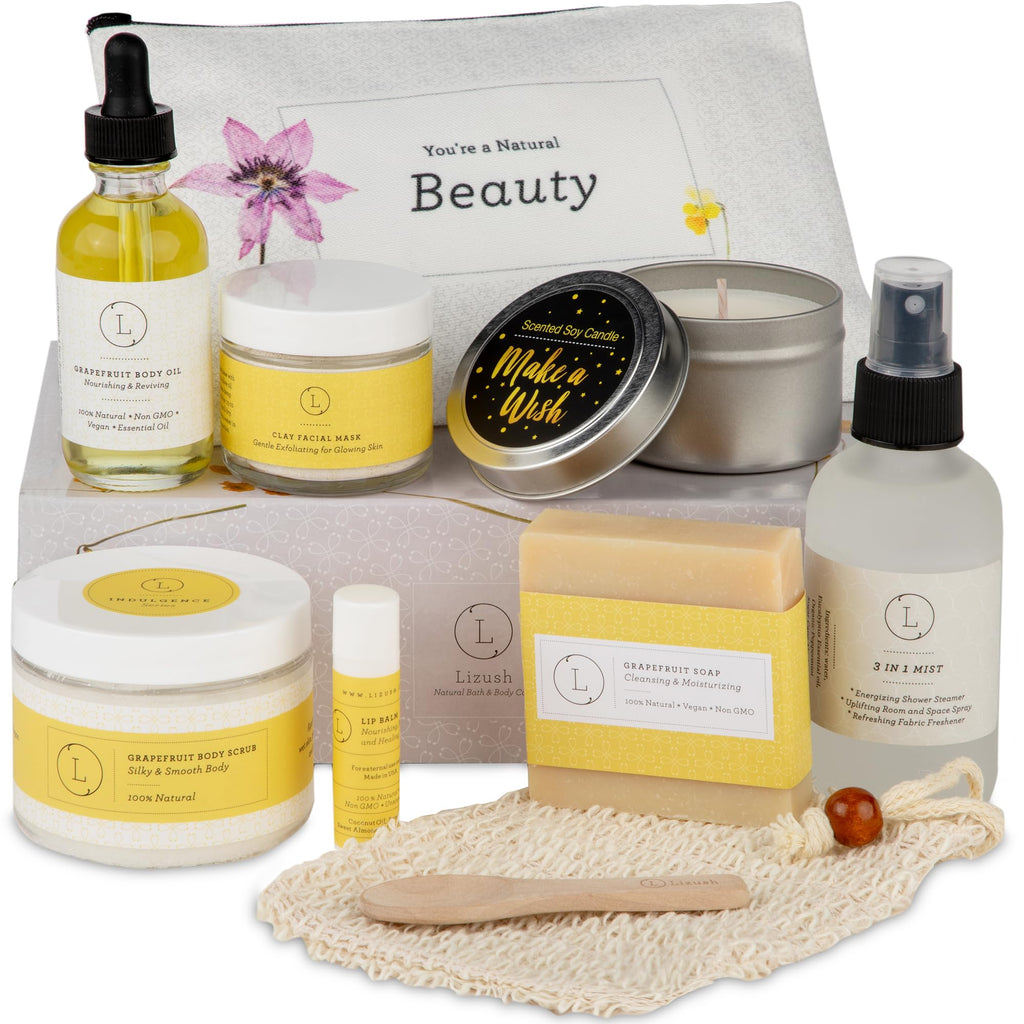 Lizush Luxury Citrus Spa Gift Basket — 9-Piece Self-Care Set for Women