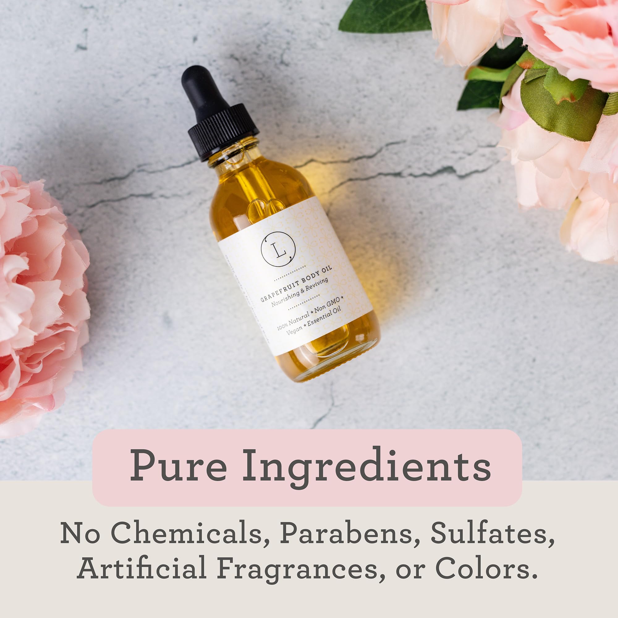 Lizush Grapefruit Body Oil - 2 oz | Natural, Vegan, Non-GMO Moisturizing Bath Oil