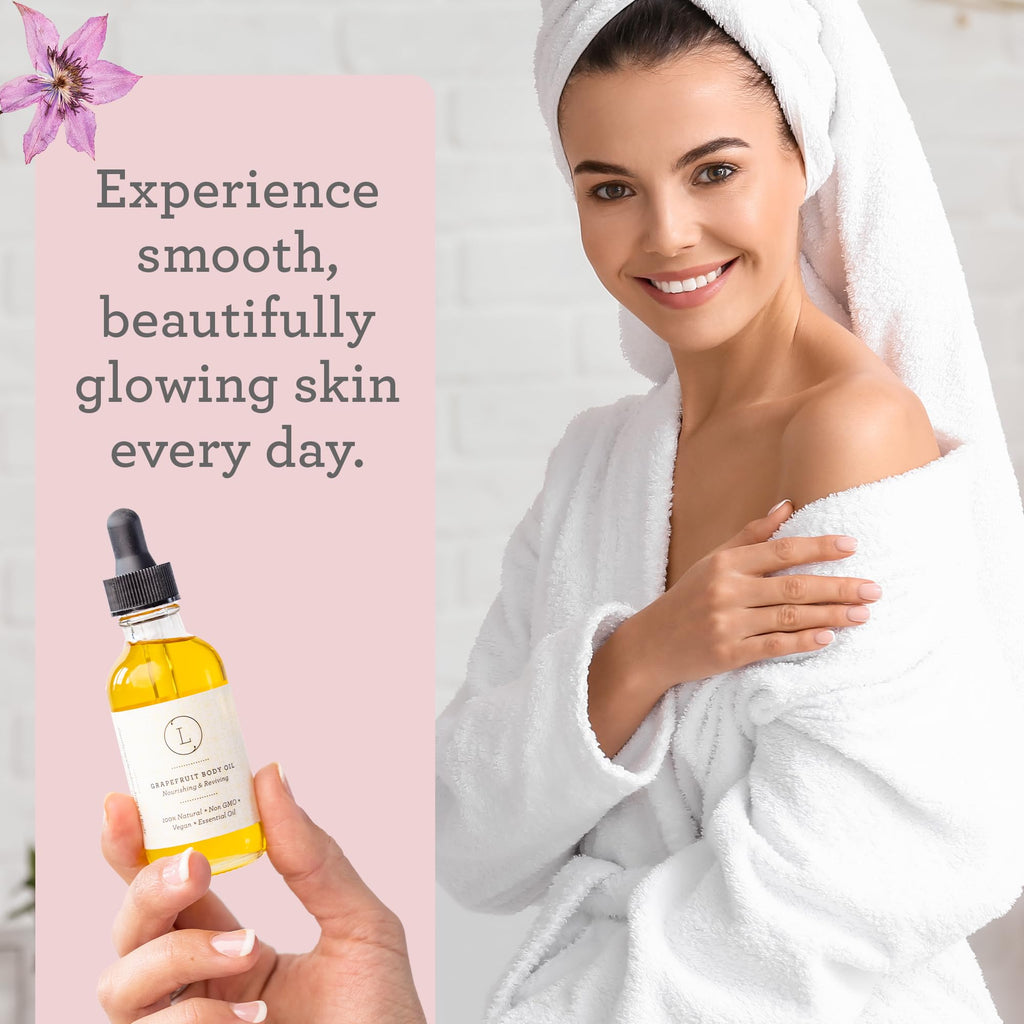 Lizush Grapefruit Body Oil - 2 oz | Natural, Vegan, Non-GMO Moisturizing Bath Oil