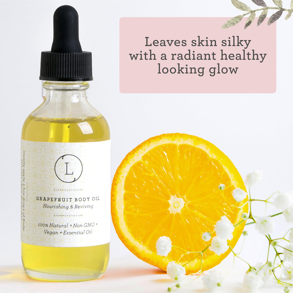 Lizush Grapefruit Body Oil - 2 oz | Natural, Vegan, Non-GMO Moisturizing Bath Oil