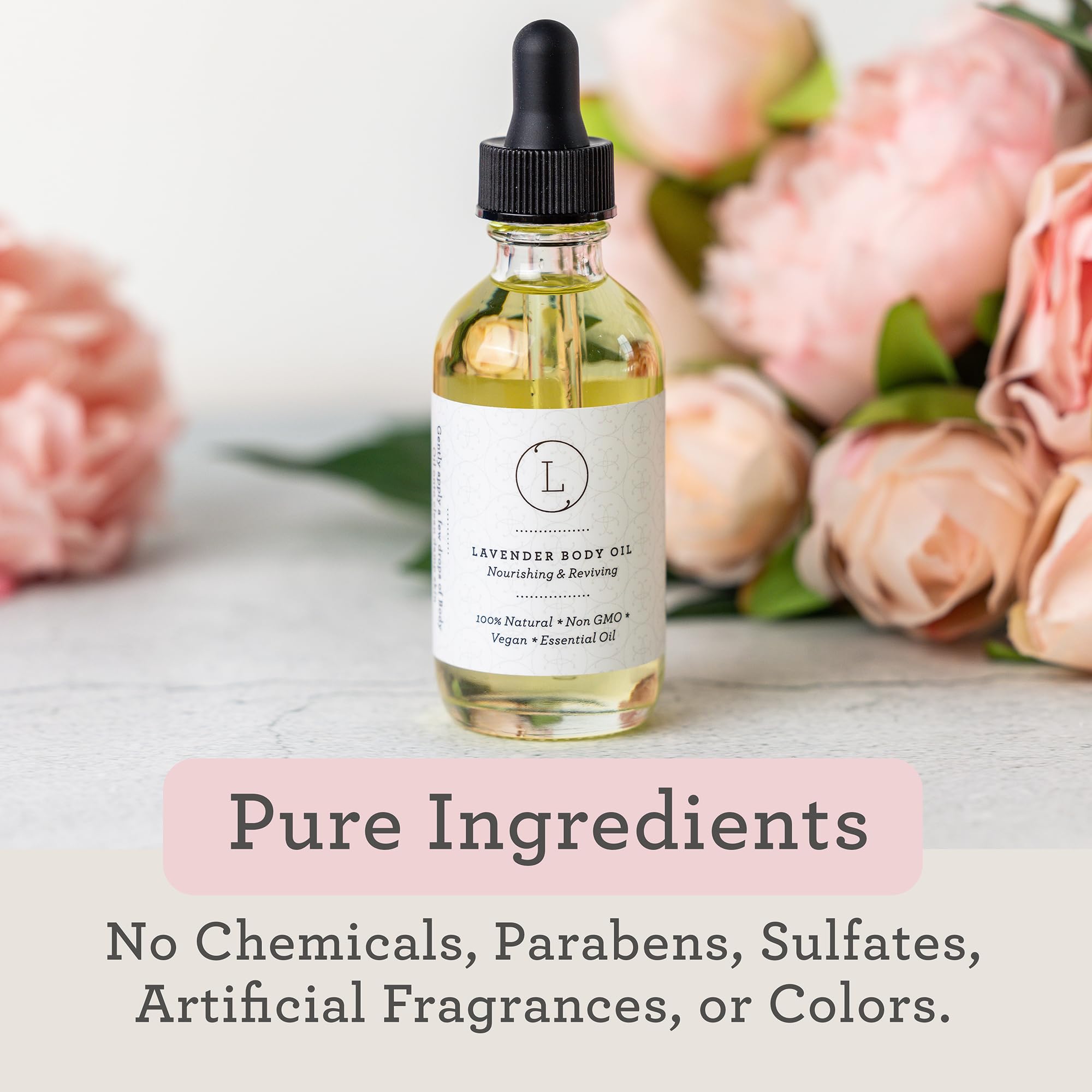 Lizush Lavender Body Oil - 2 oz | Vegan, Non-GMO, Handmade in USA