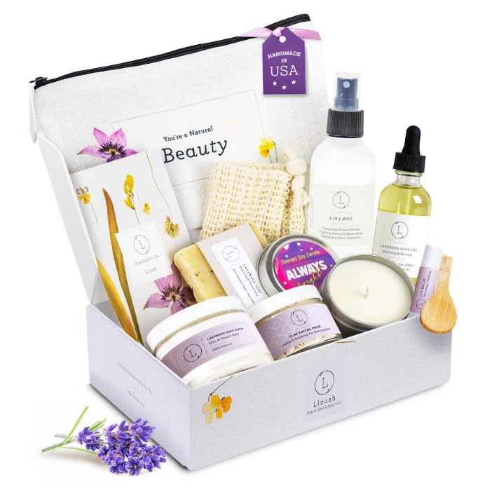 Lizush Luxury Spa Gifts for Women – 9-Piece Lavender Gift Set | Handmade in USA
