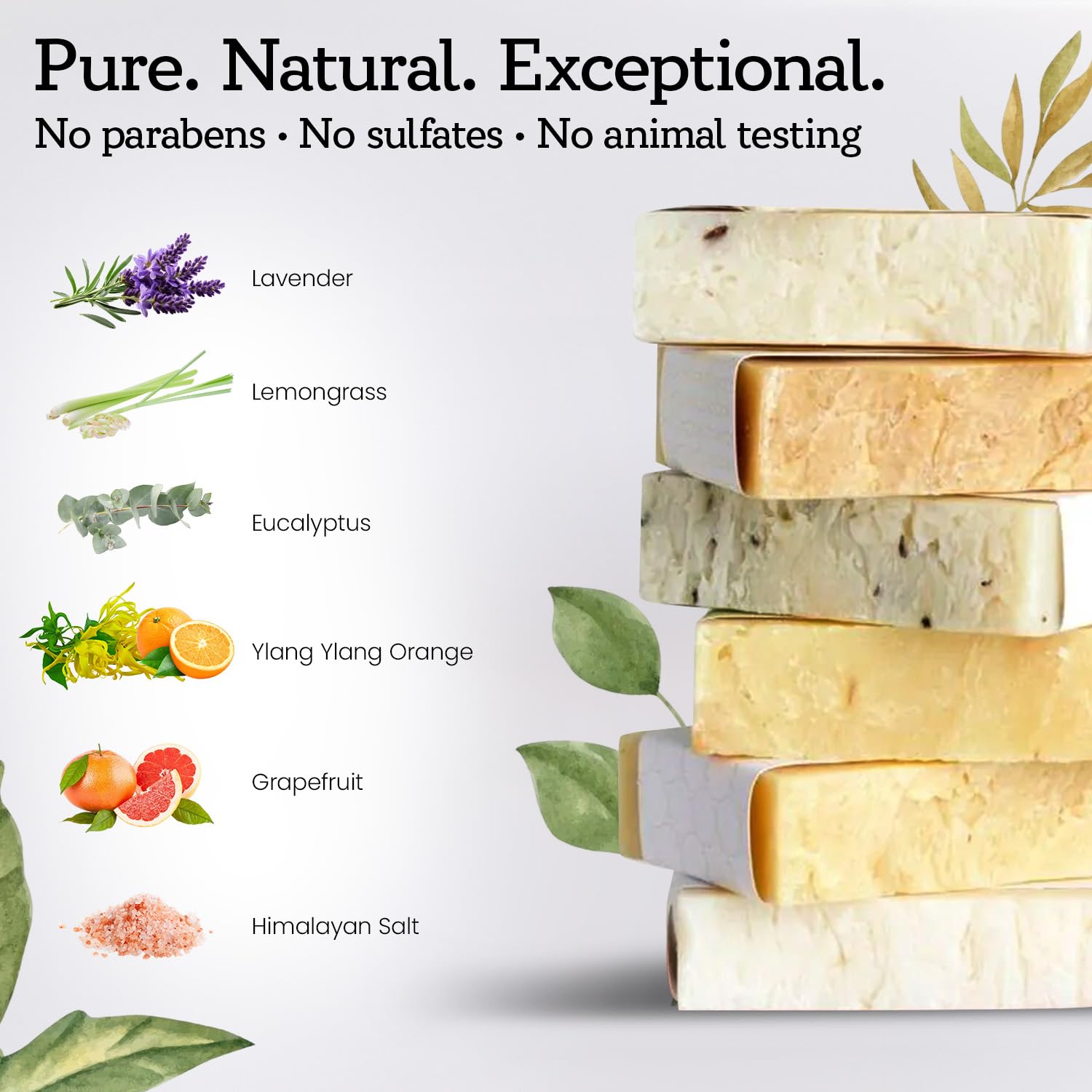 Lizush 6-Piece Soap Gift Set | Handmade in USA Spa Bars with Lemongrass, Grapefruit, Eucalyptus, Lavender