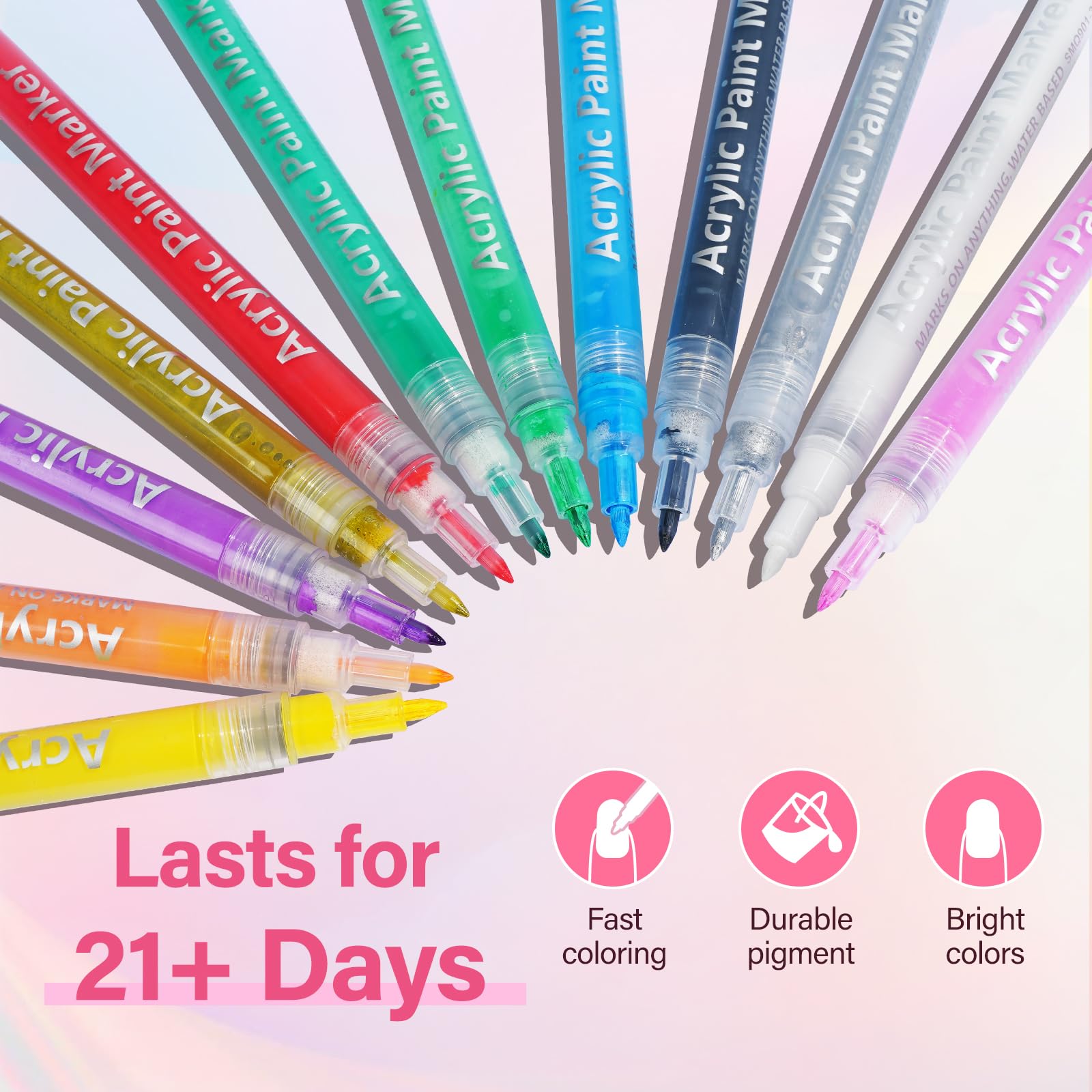 LKE 12 Colors Nail Art Pens Set – Quick-Dry Nail Design Markers for DIY Manicures